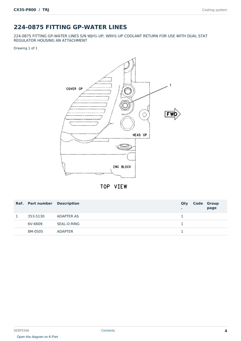 Caterpillar CX35-P800 S/N TRJ Partsbook SEBP5566 (English) - sample page 4 of 10 Caterpillar CX35-P800 S/N TRJ Partsbook SEBP5566 (English) - sample page 4 of 10