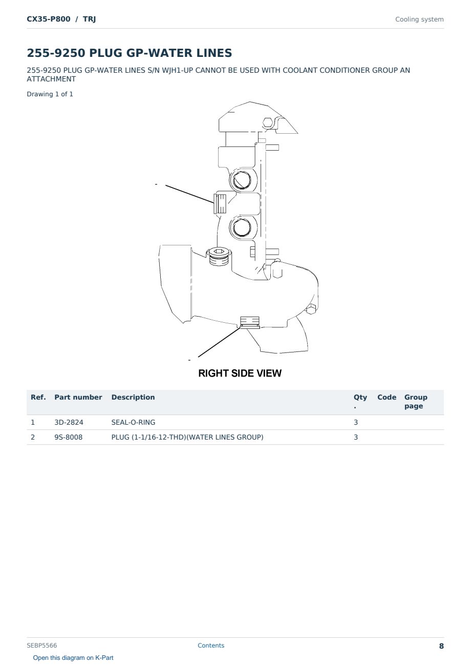 Caterpillar CX35-P800 S/N TRJ Partsbook SEBP5566 (English) - sample page 8 of 10 Caterpillar CX35-P800 S/N TRJ Partsbook SEBP5566 (English) - sample page 8 of 10