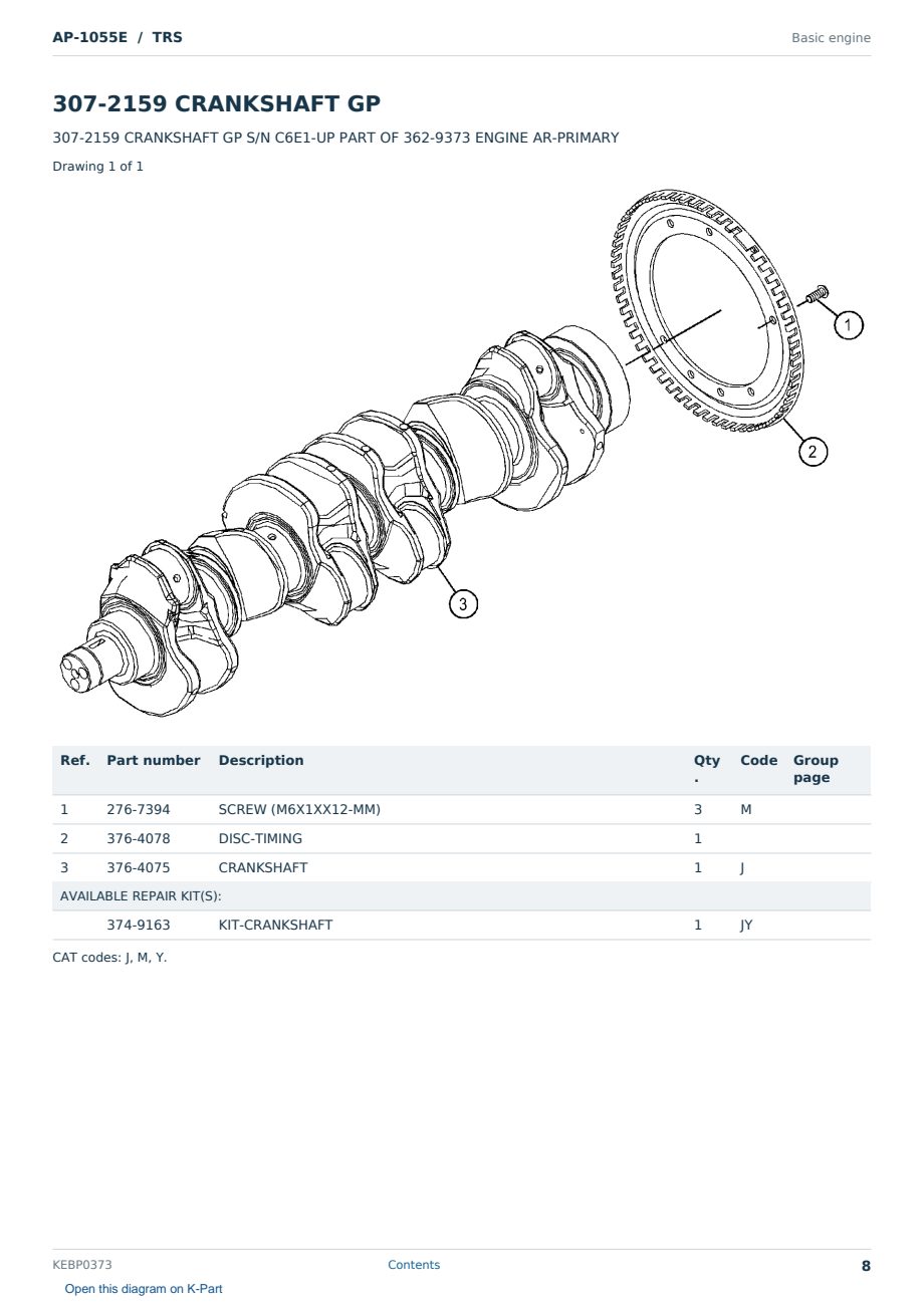 Caterpillar AP-1055E S/N TRS Partsbook KEBP0373 (English) - sample page 8 of 10 Caterpillar AP-1055E S/N TRS Partsbook KEBP0373 (English) - sample page 8 of 10
