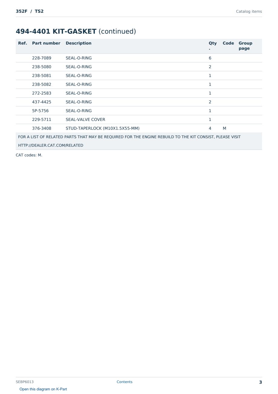 Caterpillar 352F S/N TS2 Partsbook SEBP6013 (English) - sample page 3 of 10 Caterpillar 352F S/N TS2 Partsbook SEBP6013 (English) - sample page 3 of 10