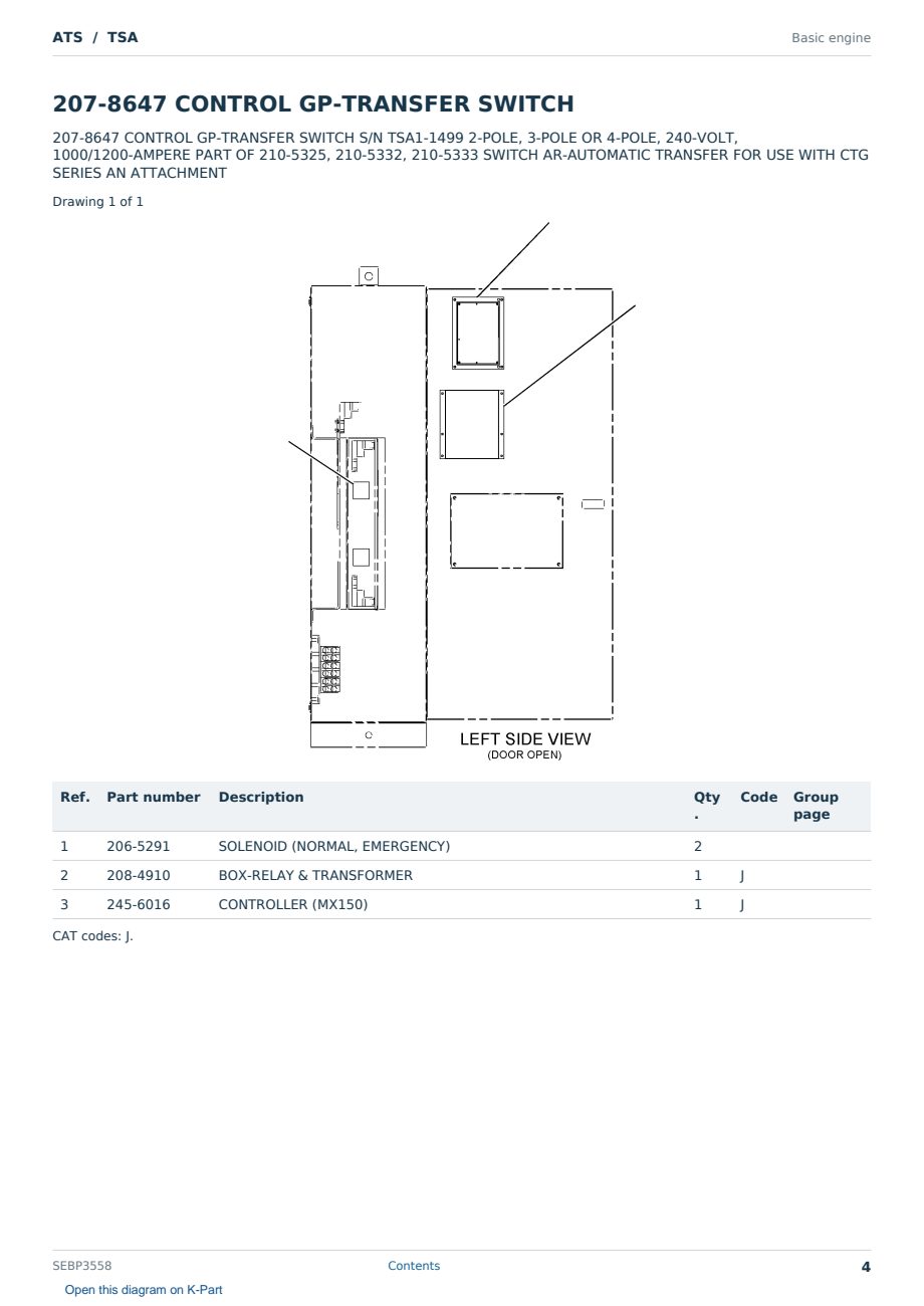 Caterpillar ATS S/N TSA Partsbook SEBP3558 (English) - sample page 4 of 10 Caterpillar ATS S/N TSA Partsbook SEBP3558 (English) - sample page 4 of 10