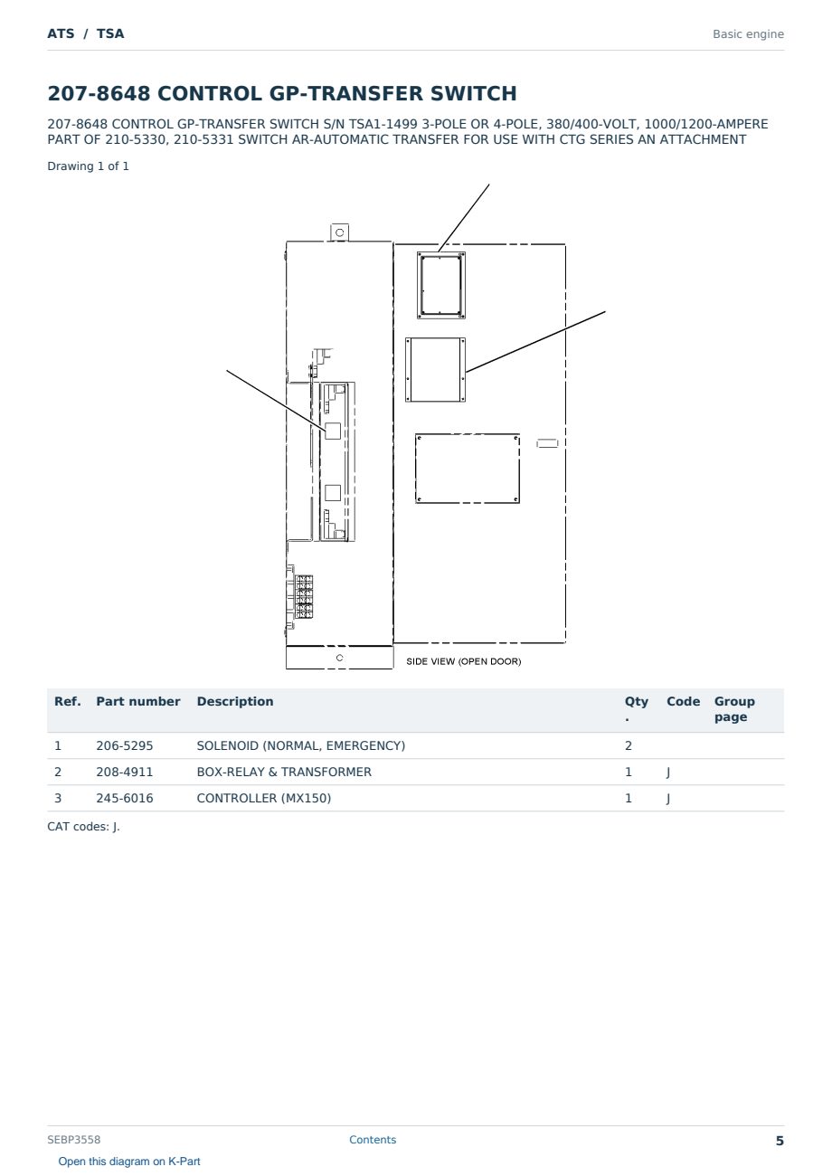 Caterpillar ATS S/N TSA Partsbook SEBP3558 (English) - sample page 5 of 10 Caterpillar ATS S/N TSA Partsbook SEBP3558 (English) - sample page 5 of 10
