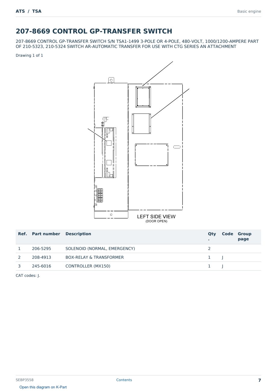 Caterpillar ATS S/N TSA Partsbook SEBP3558 (English) - sample page 7 of 10 Caterpillar ATS S/N TSA Partsbook SEBP3558 (English) - sample page 7 of 10