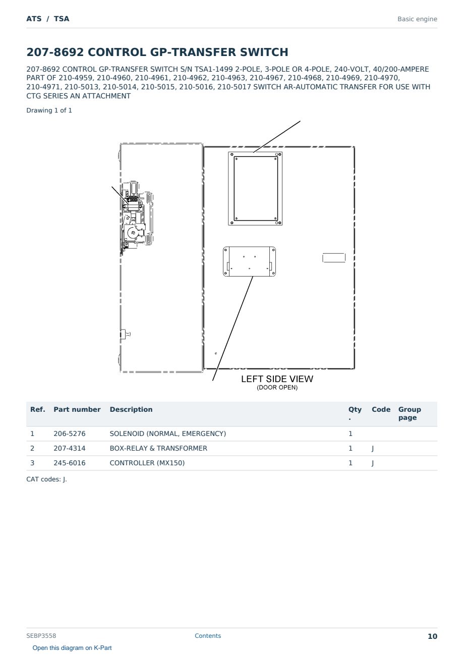 Caterpillar ATS S/N TSA Partsbook SEBP3558 (English) - sample page 10 of 10 Caterpillar ATS S/N TSA Partsbook SEBP3558 (English) - sample page 10 of 10
