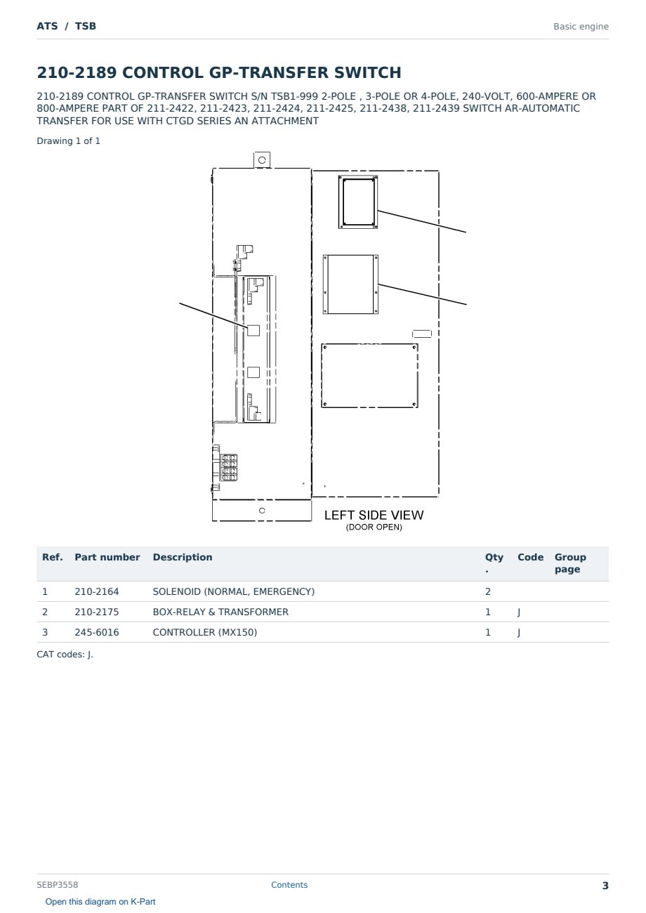 Caterpillar ATS S/N TSB Partsbook SEBP3558 (English) - sample page 3 of 10 Caterpillar ATS S/N TSB Partsbook SEBP3558 (English) - sample page 3 of 10