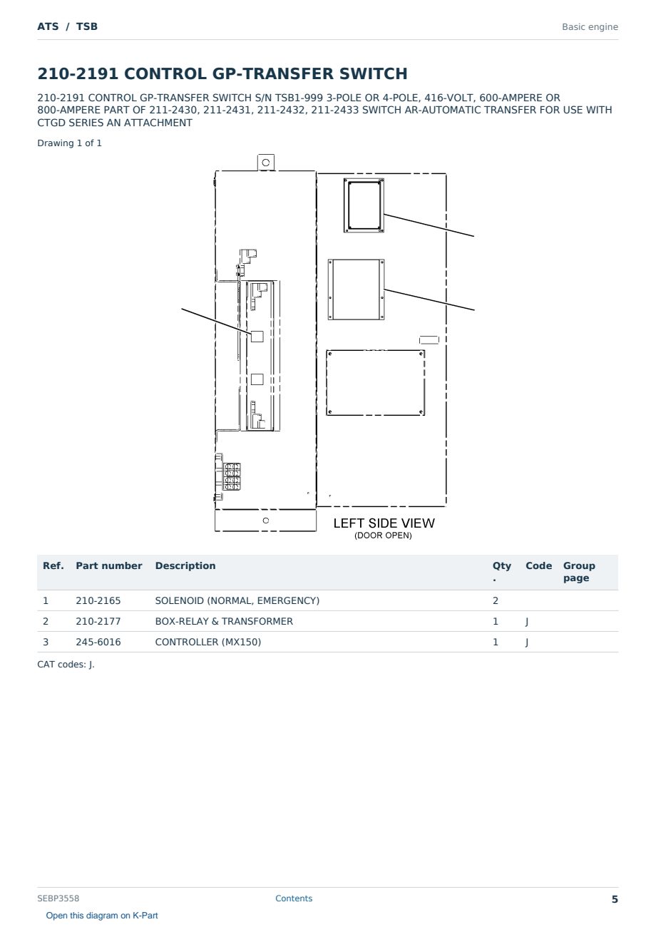 Caterpillar ATS S/N TSB Partsbook SEBP3558 (English) - sample page 5 of 10 Caterpillar ATS S/N TSB Partsbook SEBP3558 (English) - sample page 5 of 10