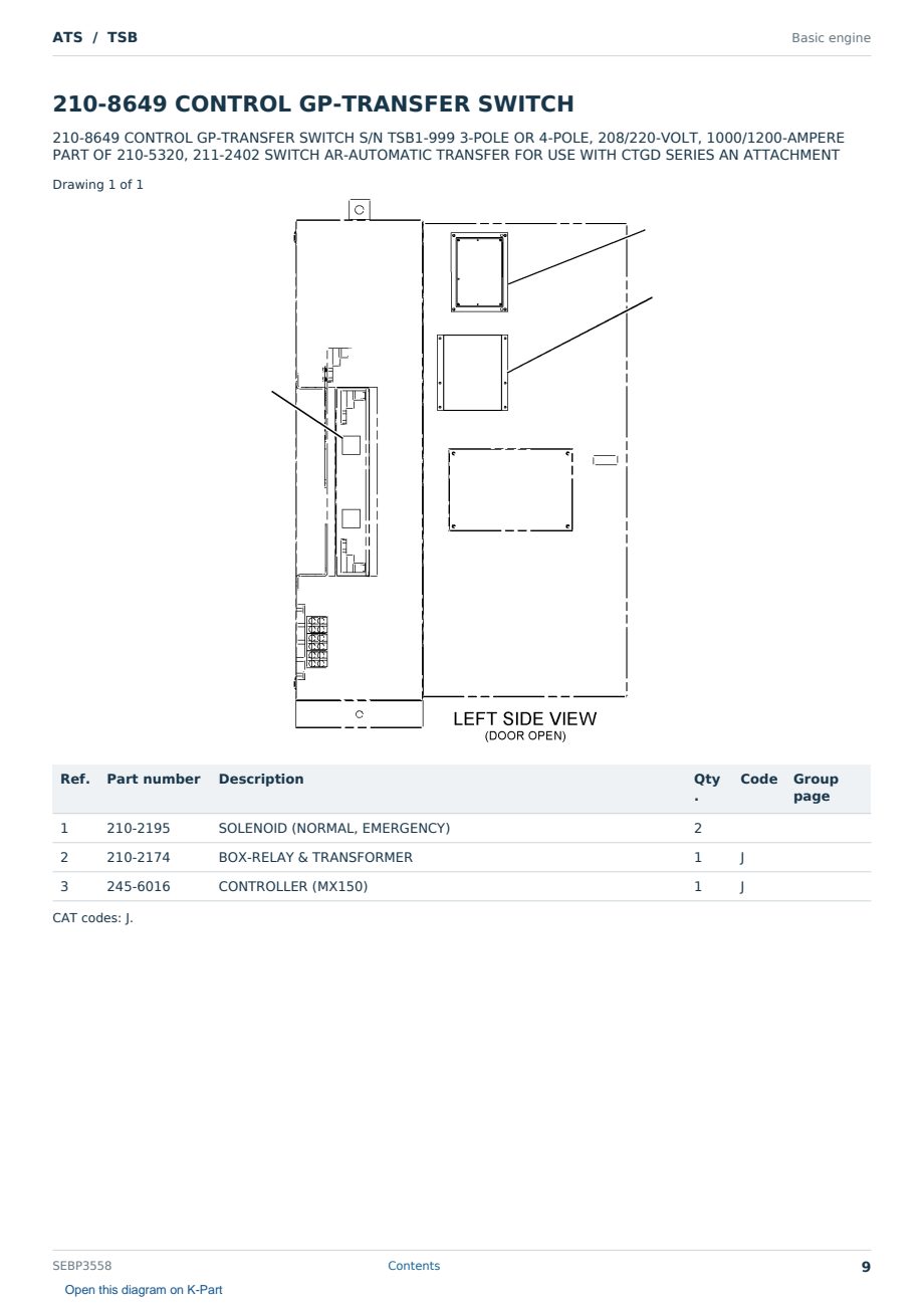 Caterpillar ATS S/N TSB Partsbook SEBP3558 (English) - sample page 9 of 10 Caterpillar ATS S/N TSB Partsbook SEBP3558 (English) - sample page 9 of 10