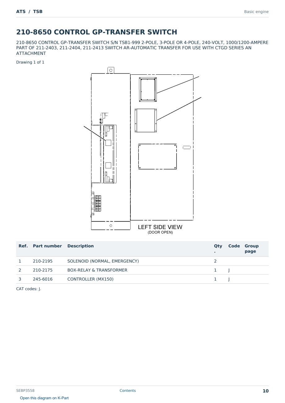 Caterpillar ATS S/N TSB Partsbook SEBP3558 (English) - sample page 10 of 10 Caterpillar ATS S/N TSB Partsbook SEBP3558 (English) - sample page 10 of 10