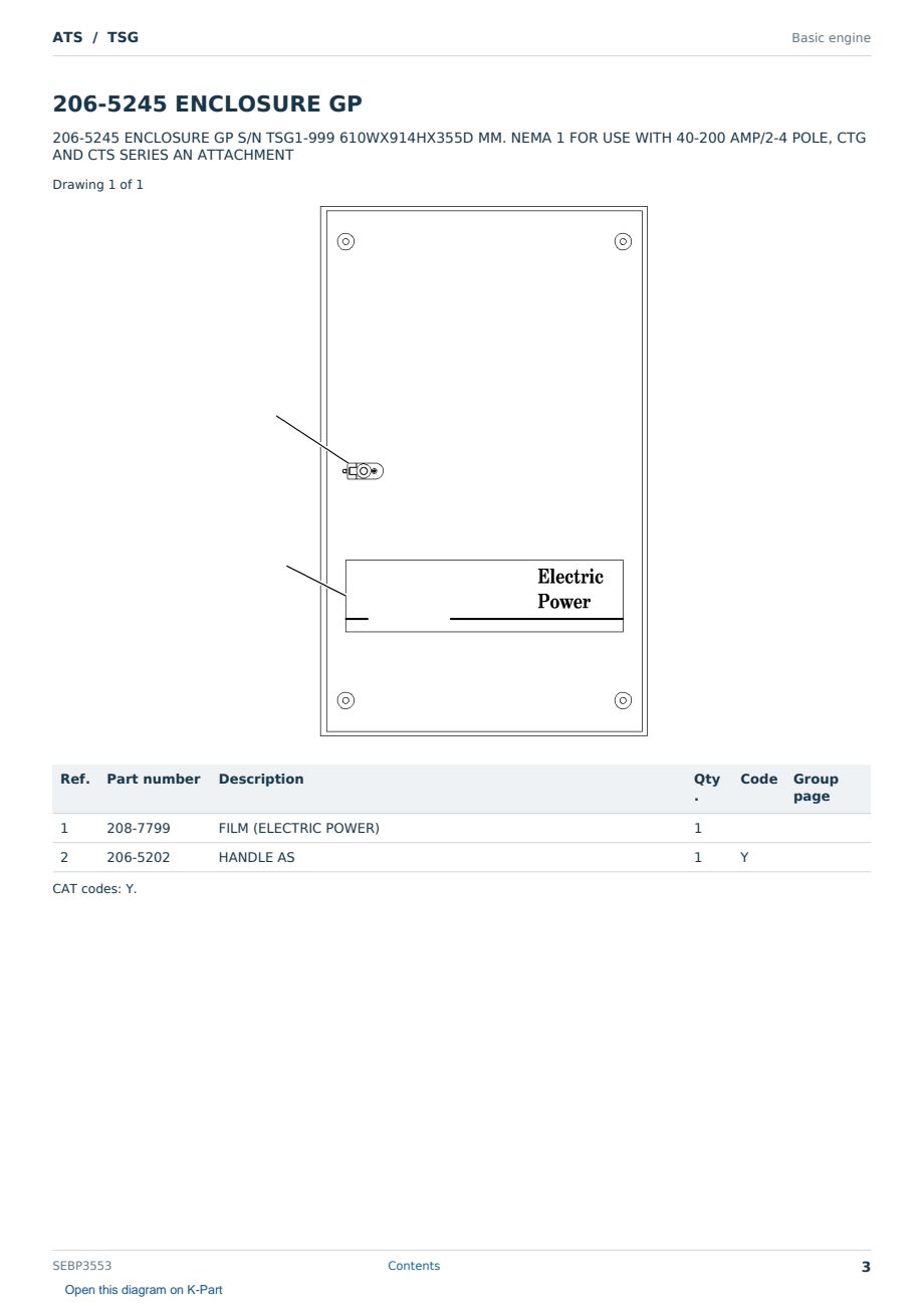 Caterpillar ATS S/N TSG Partsbook SEBP3553 (English) - sample page 3 of 10 Caterpillar ATS S/N TSG Partsbook SEBP3553 (English) - sample page 3 of 10