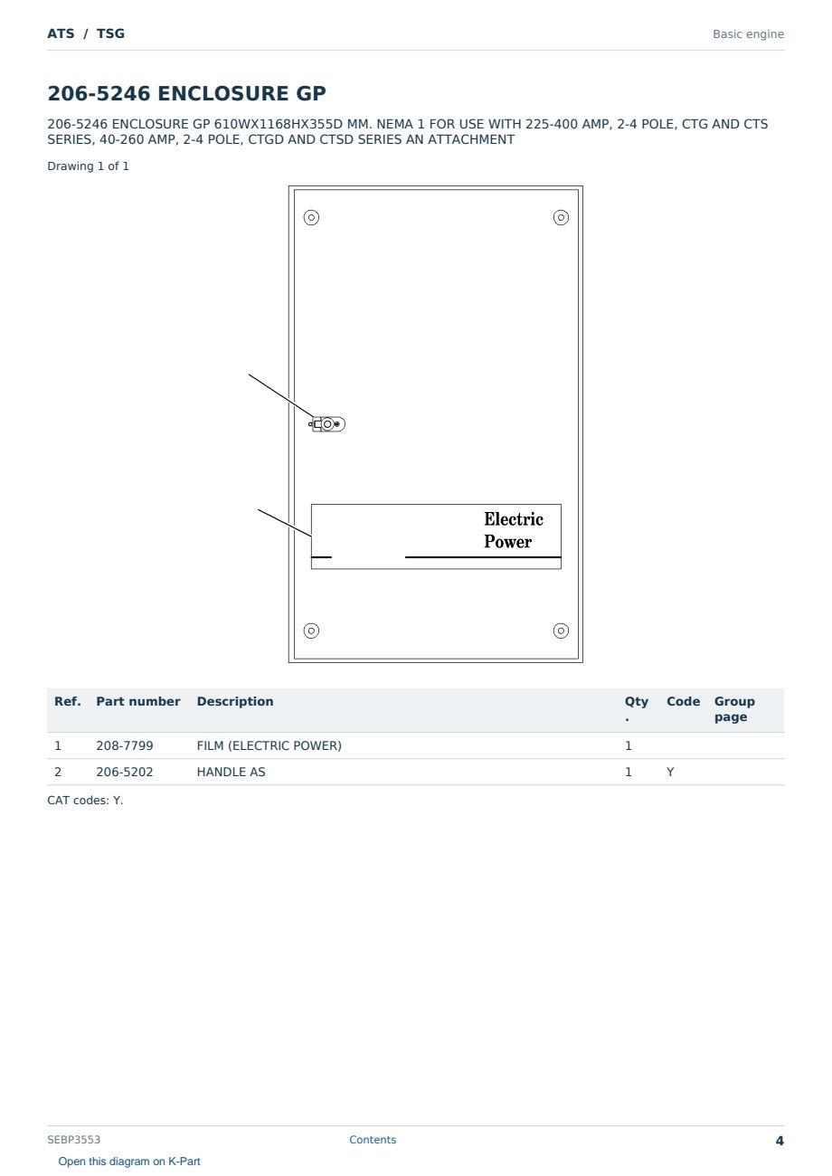 Caterpillar ATS S/N TSG Partsbook SEBP3553 (English) - sample page 4 of 10 Caterpillar ATS S/N TSG Partsbook SEBP3553 (English) - sample page 4 of 10