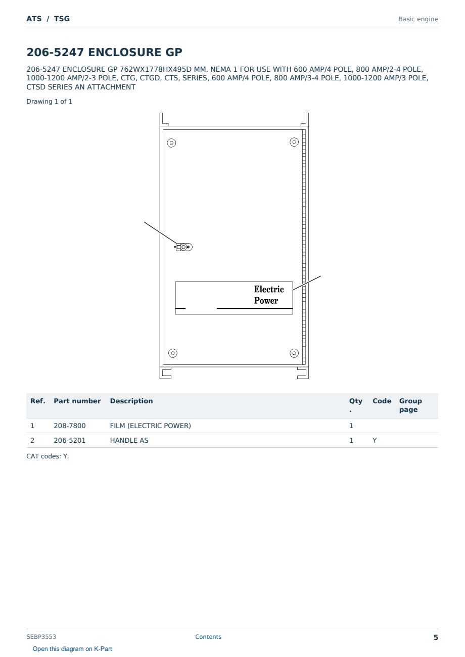Caterpillar ATS S/N TSG Partsbook SEBP3553 (English) - sample page 5 of 10 Caterpillar ATS S/N TSG Partsbook SEBP3553 (English) - sample page 5 of 10