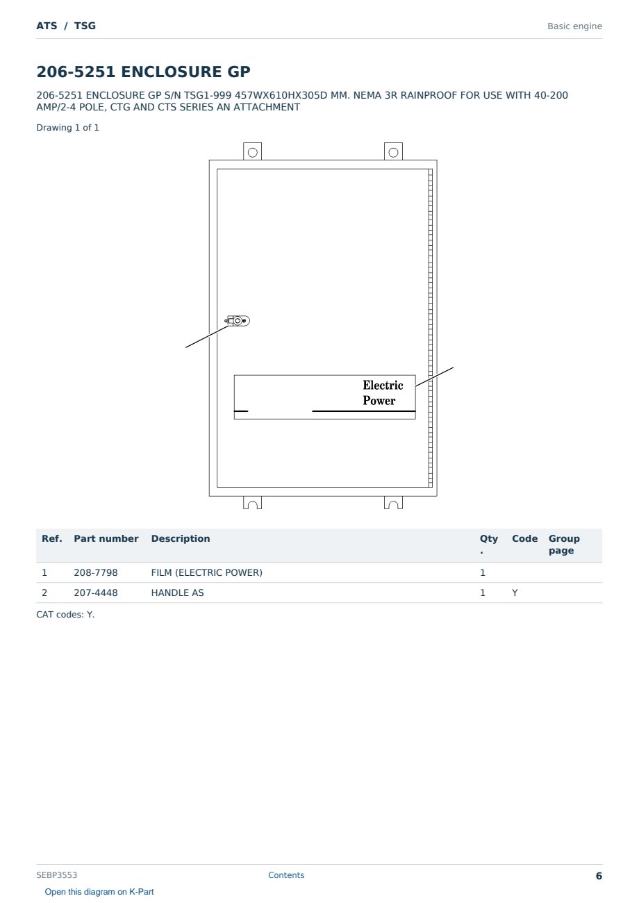 Caterpillar ATS S/N TSG Partsbook SEBP3553 (English) - sample page 6 of 10 Caterpillar ATS S/N TSG Partsbook SEBP3553 (English) - sample page 6 of 10