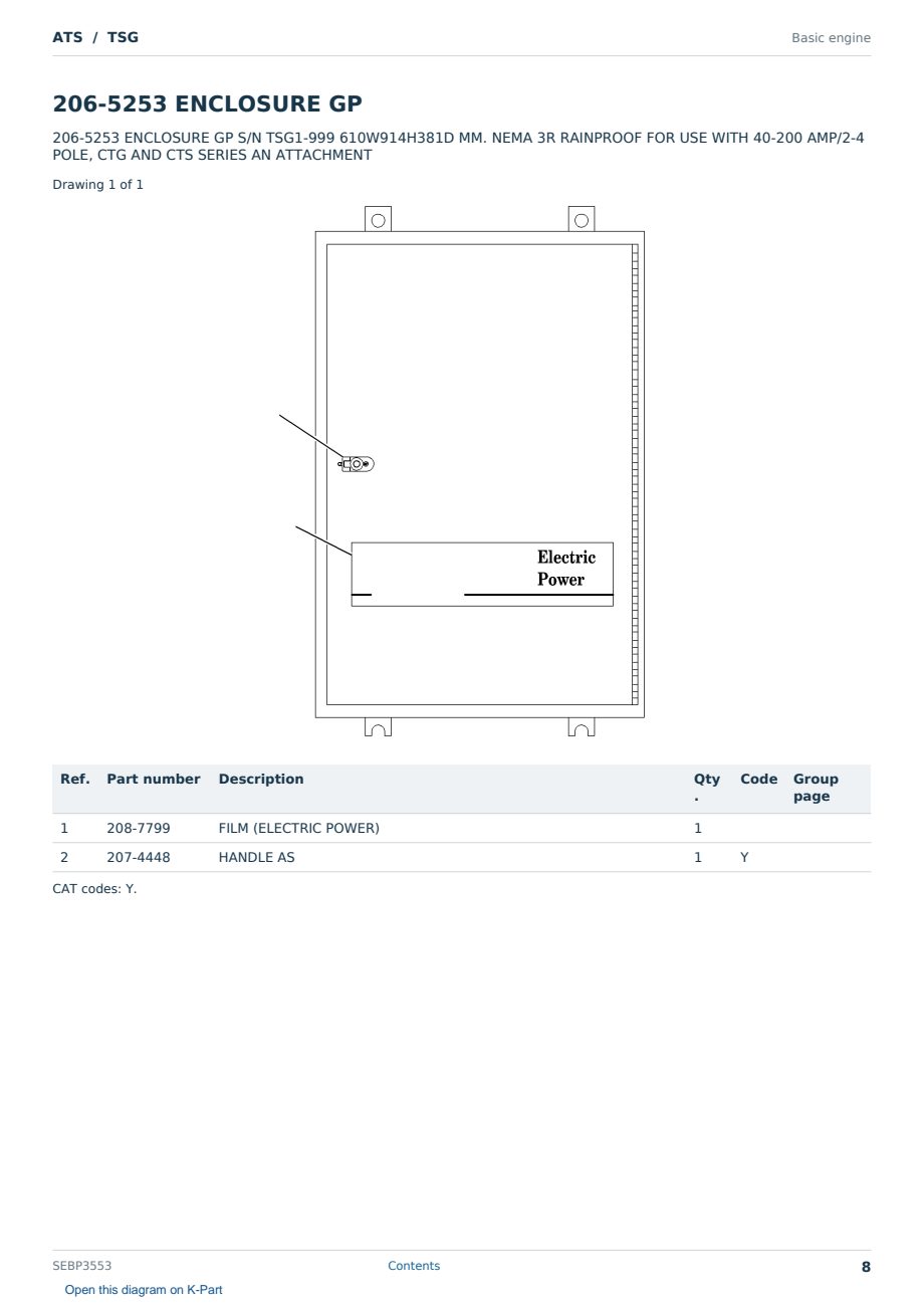 Caterpillar ATS S/N TSG Partsbook SEBP3553 (English) - sample page 8 of 10 Caterpillar ATS S/N TSG Partsbook SEBP3553 (English) - sample page 8 of 10