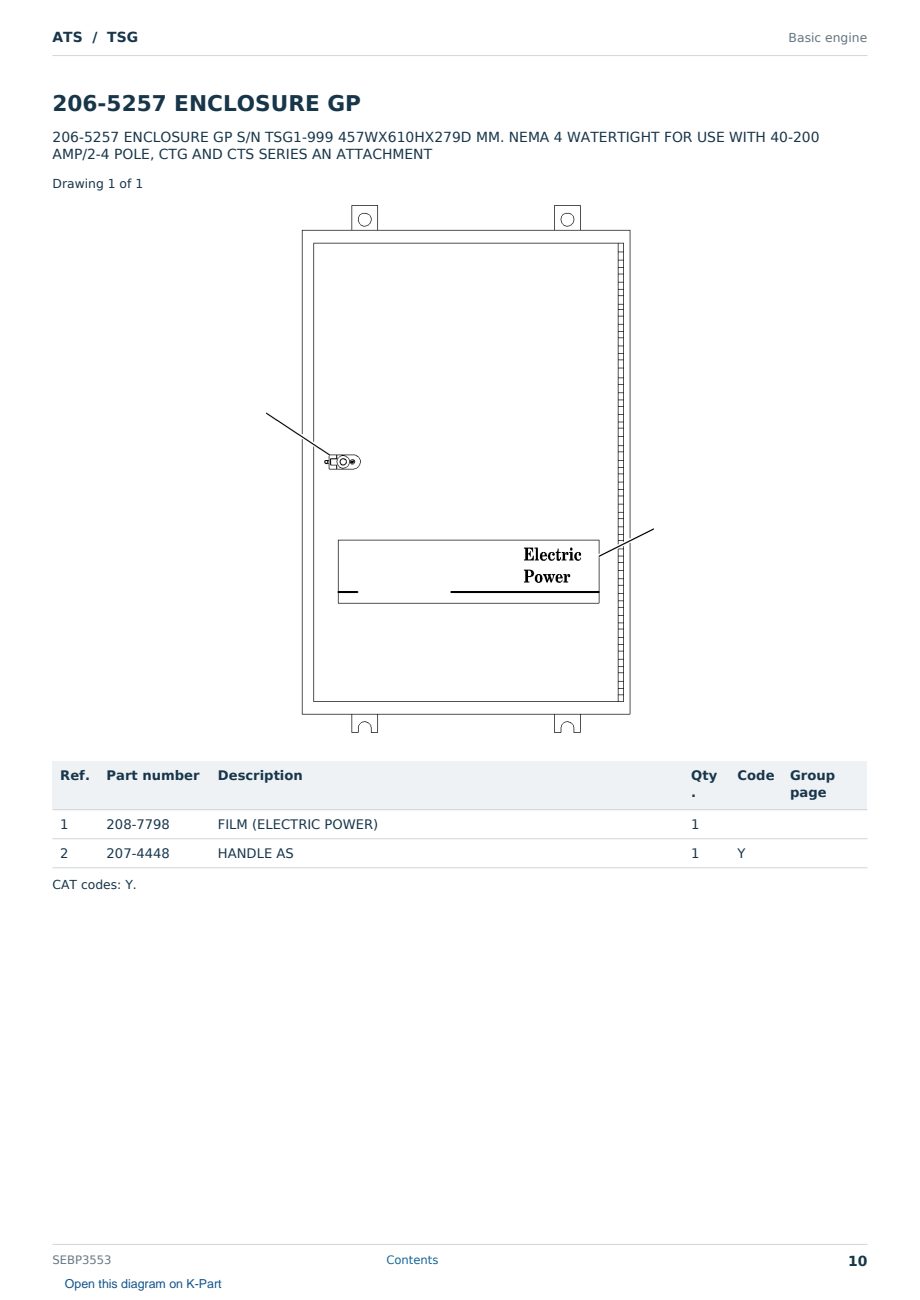 Caterpillar ATS S/N TSG Partsbook SEBP3553 (English) - sample page 10 of 10 Caterpillar ATS S/N TSG Partsbook SEBP3553 (English) - sample page 10 of 10