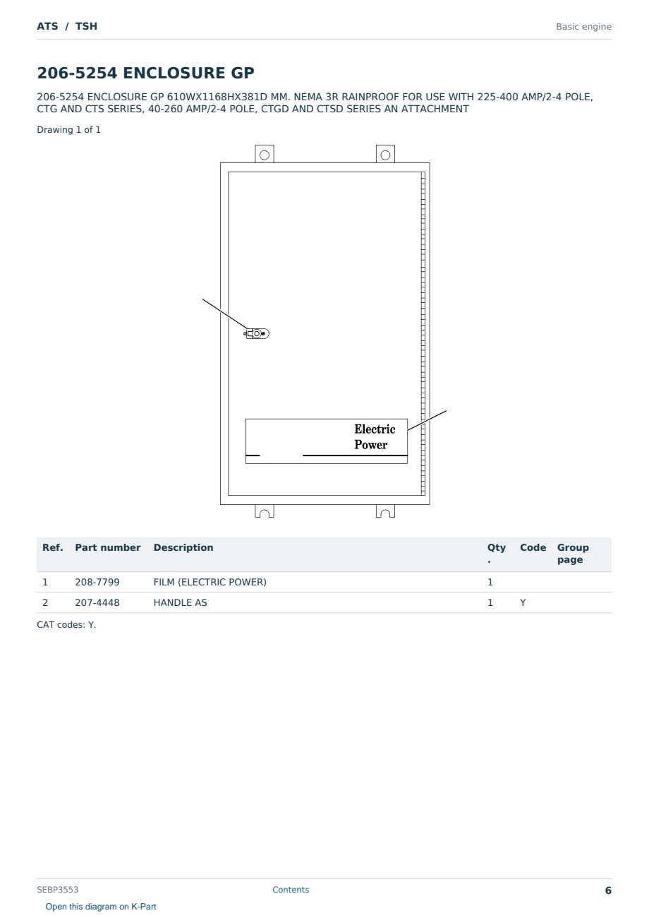 Caterpillar ATS S/N TSH Partsbook SEBP3553 (English) - sample page 6 of 10 Caterpillar ATS S/N TSH Partsbook SEBP3553 (English) - sample page 6 of 10