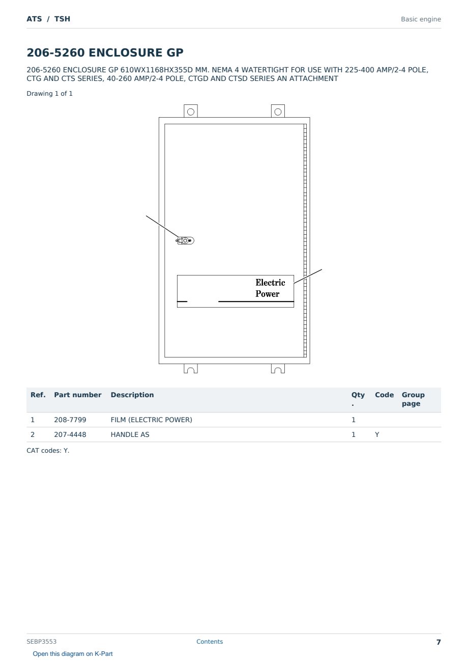 Caterpillar ATS S/N TSH Partsbook SEBP3553 (English) - sample page 7 of 10 Caterpillar ATS S/N TSH Partsbook SEBP3553 (English) - sample page 7 of 10