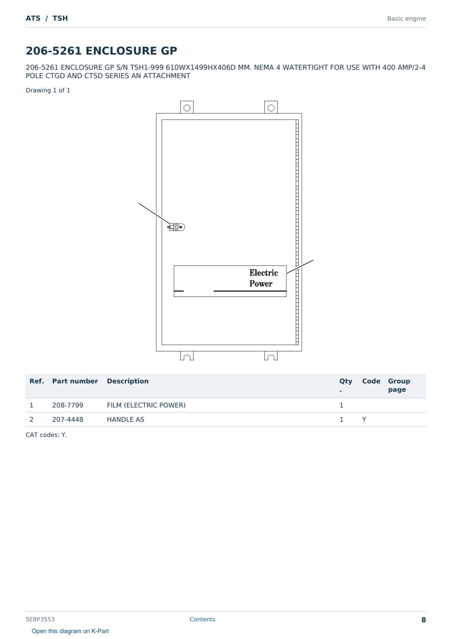 Caterpillar ATS S/N TSH Partsbook SEBP3553 (English) - sample page 8 of 10 Caterpillar ATS S/N TSH Partsbook SEBP3553 (English) - sample page 8 of 10