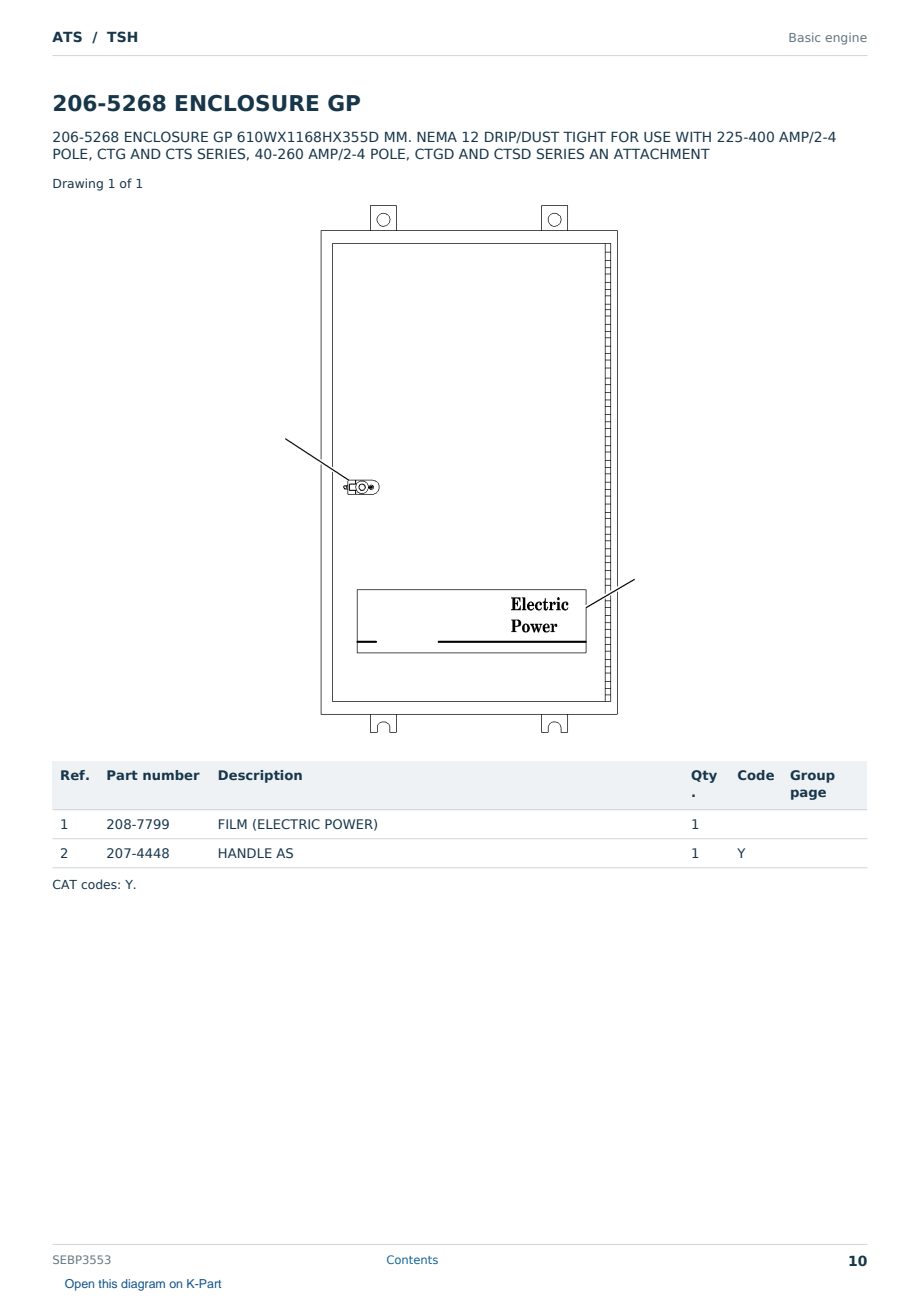 Caterpillar ATS S/N TSH Partsbook SEBP3553 (English) - sample page 10 of 10 Caterpillar ATS S/N TSH Partsbook SEBP3553 (English) - sample page 10 of 10