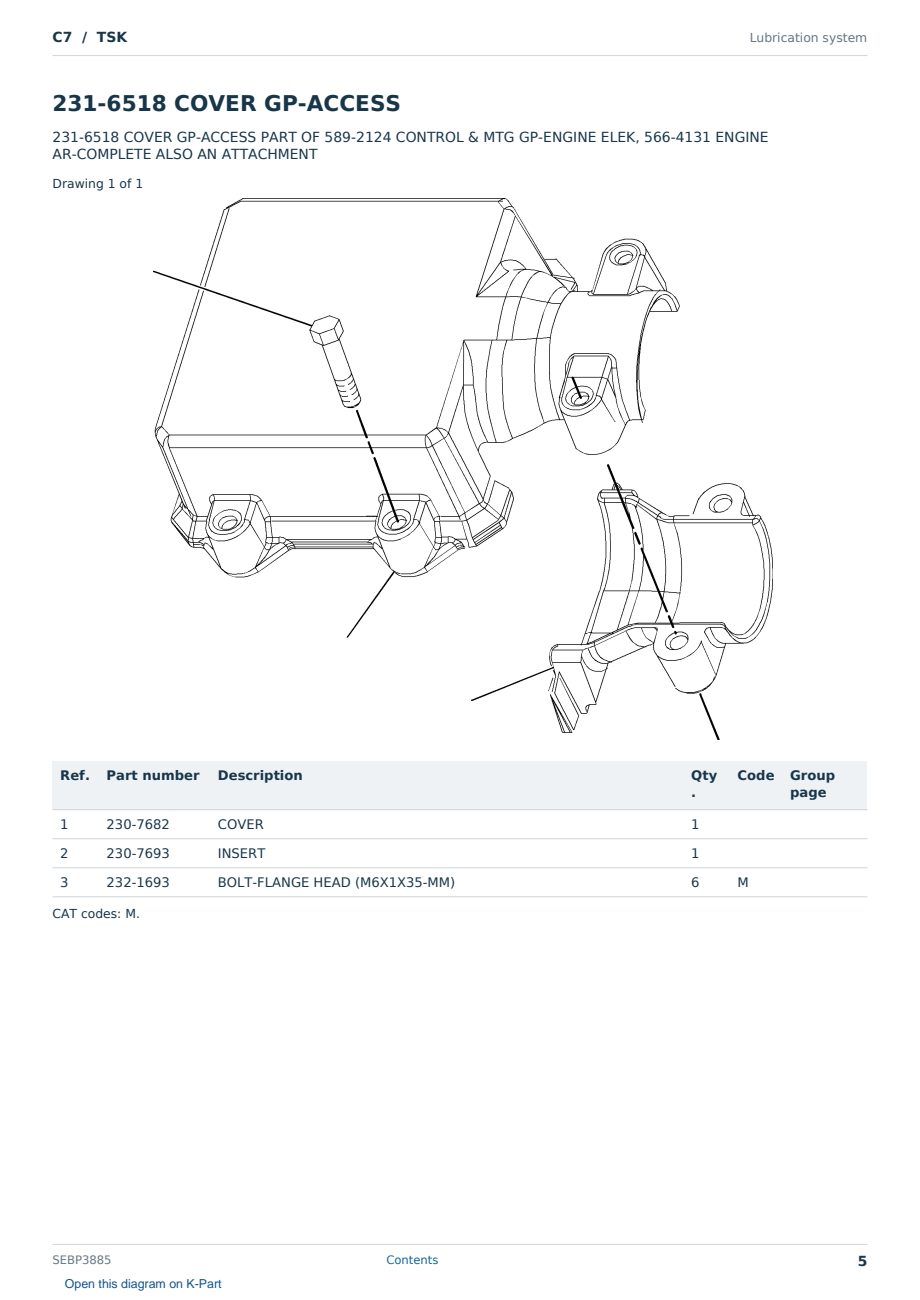 Caterpillar C7 S/N TSK Partsbook SEBP3885 (English) - sample page 5 of 10 Caterpillar C7 S/N TSK Partsbook SEBP3885 (English) - sample page 5 of 10