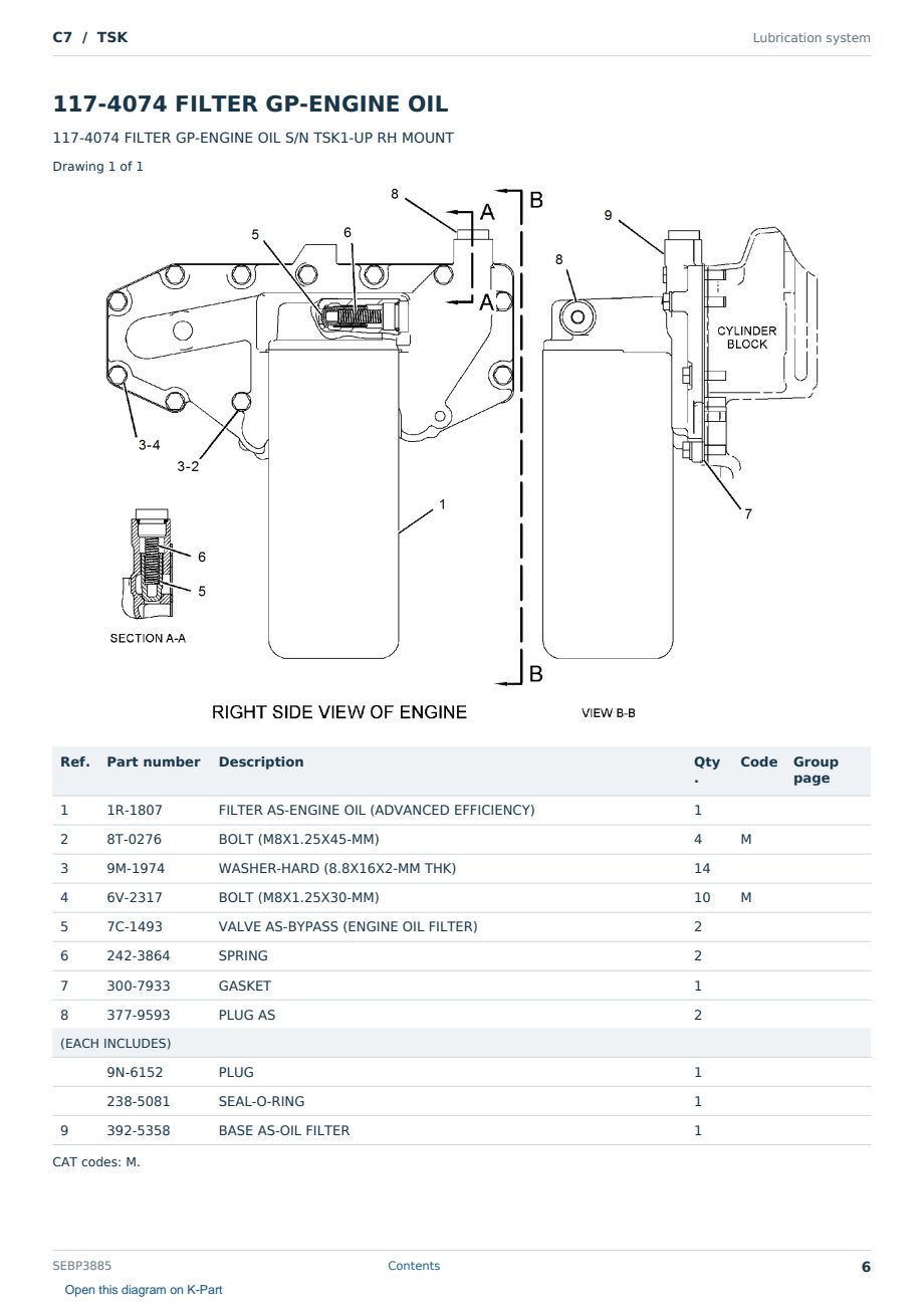 Caterpillar C7 S/N TSK Partsbook SEBP3885 (English) - sample page 6 of 10 Caterpillar C7 S/N TSK Partsbook SEBP3885 (English) - sample page 6 of 10