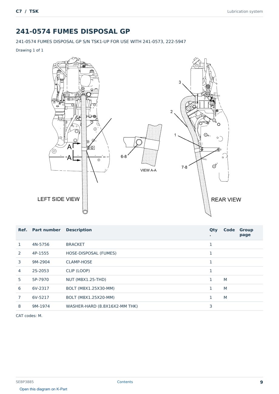 Caterpillar C7 S/N TSK Partsbook SEBP3885 (English) - sample page 9 of 10 Caterpillar C7 S/N TSK Partsbook SEBP3885 (English) - sample page 9 of 10