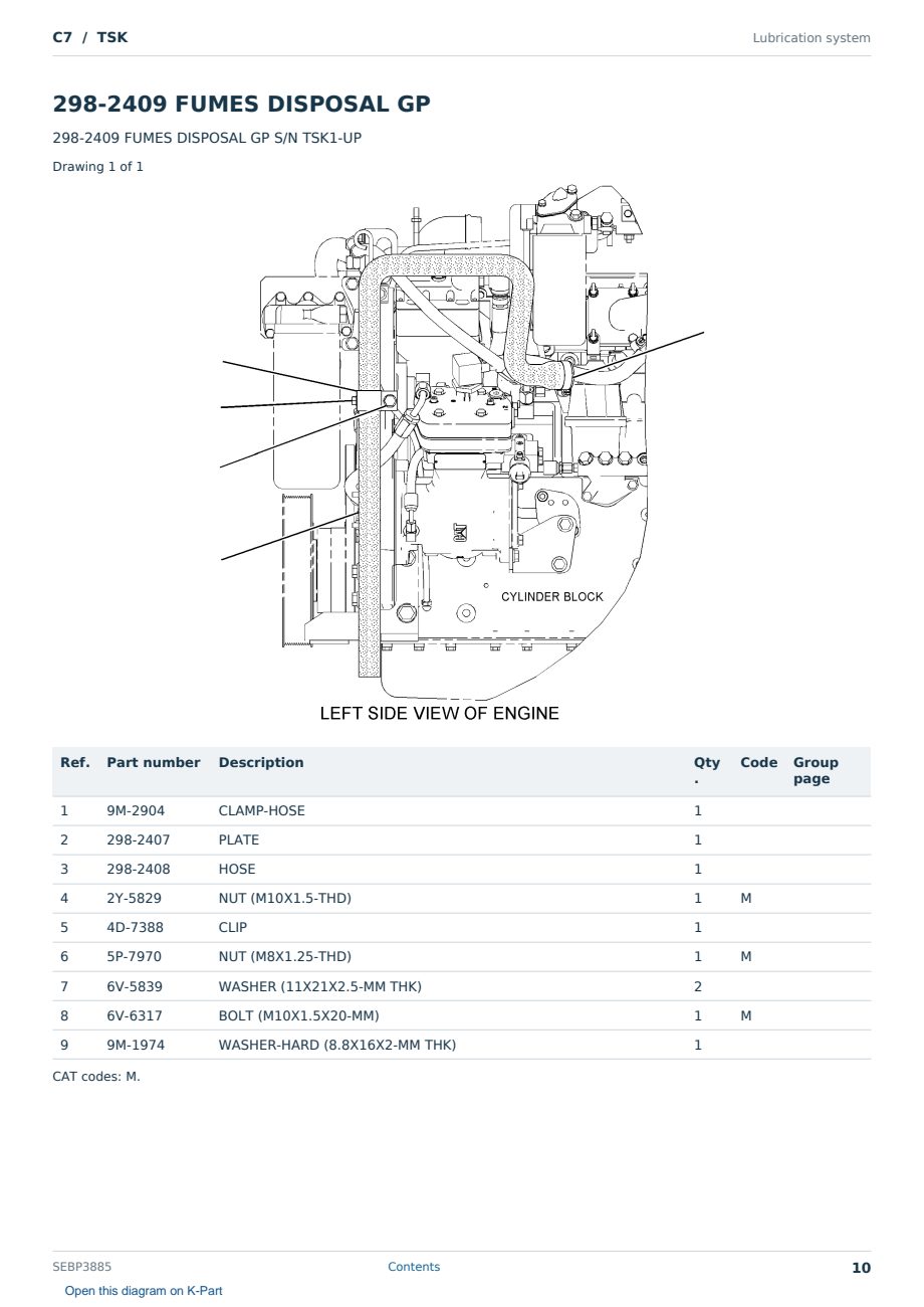 Caterpillar C7 S/N TSK Partsbook SEBP3885 (English) - sample page 10 of 10 Caterpillar C7 S/N TSK Partsbook SEBP3885 (English) - sample page 10 of 10