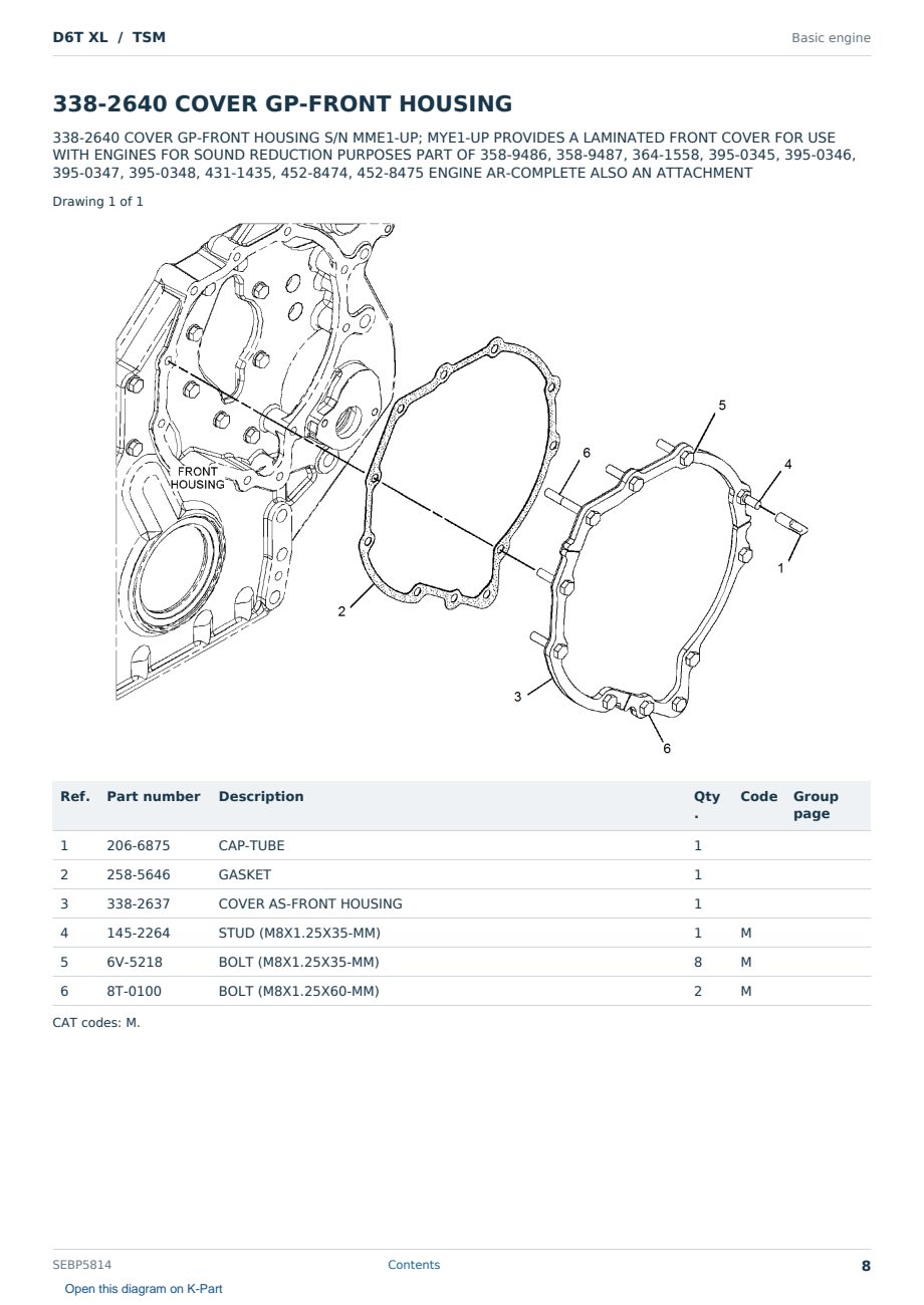 Caterpillar D6T XL S/N TSM Partsbook SEBP5814 (English) - sample page 8 of 10 Caterpillar D6T XL S/N TSM Partsbook SEBP5814 (English) - sample page 8 of 10