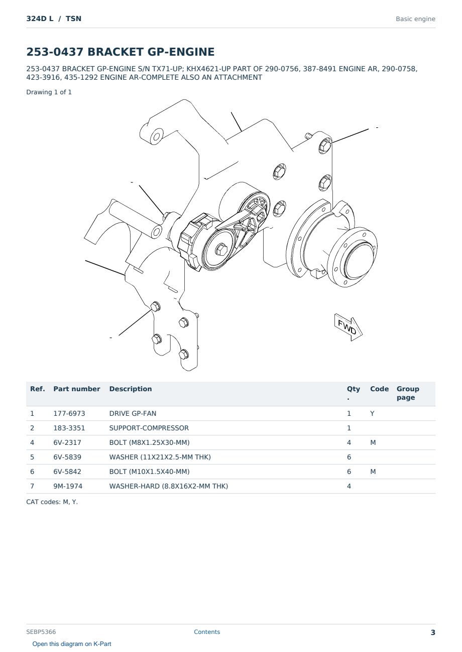 Caterpillar 324D L S/N TSN Partsbook SEBP5366 (English) - sample page 3 of 10 Caterpillar 324D L S/N TSN Partsbook SEBP5366 (English) - sample page 3 of 10