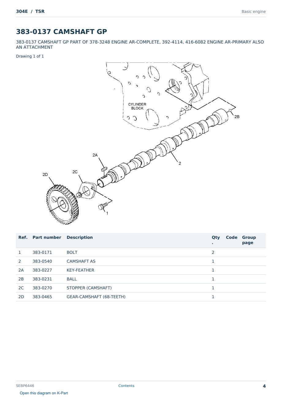 Caterpillar 304E S/N TSR Partsbook SEBP6446 (English) - sample page 4 of 10 Caterpillar 304E S/N TSR Partsbook SEBP6446 (English) - sample page 4 of 10