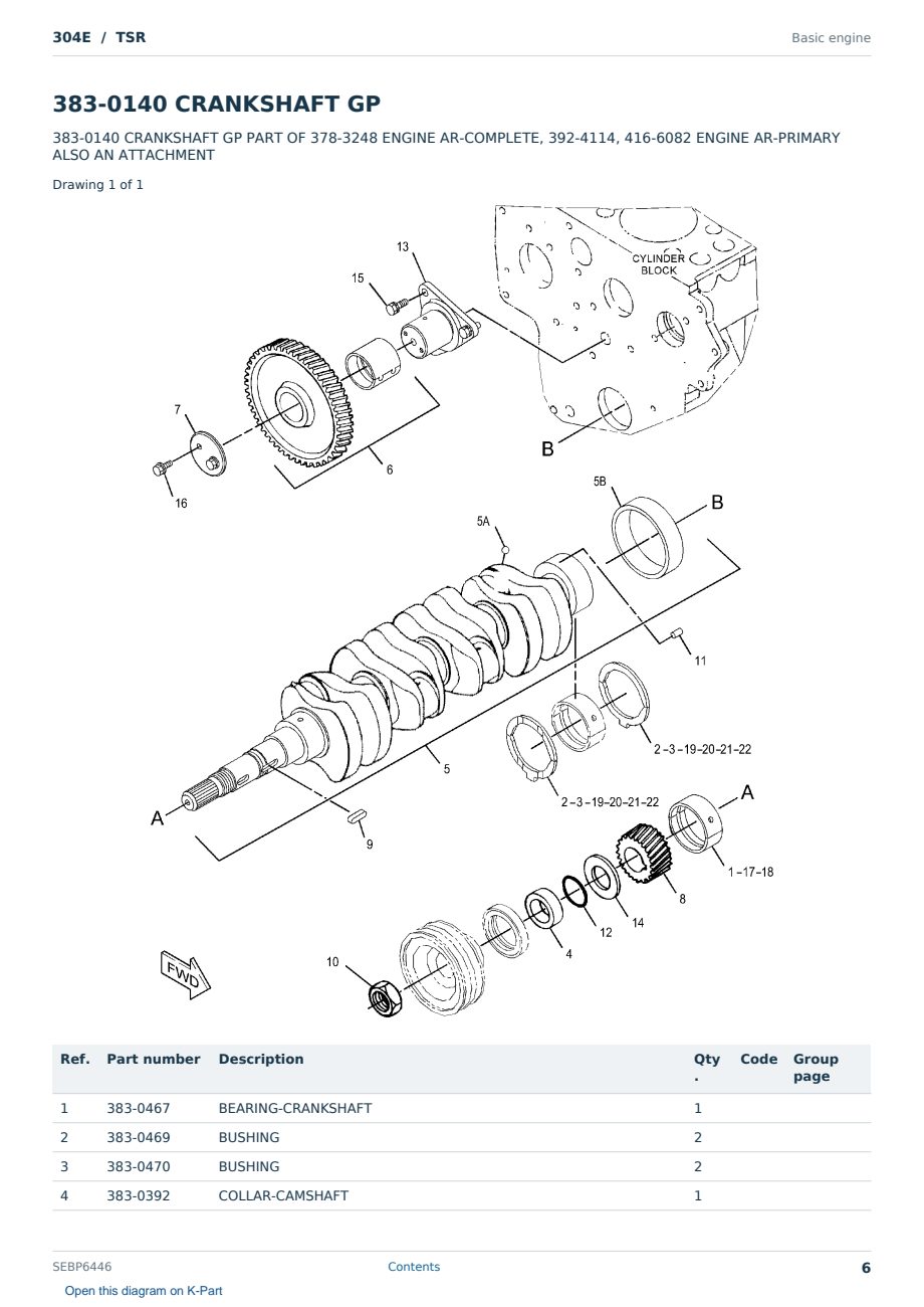 Caterpillar 304E S/N TSR Partsbook SEBP6446 (English) - sample page 6 of 10 Caterpillar 304E S/N TSR Partsbook SEBP6446 (English) - sample page 6 of 10