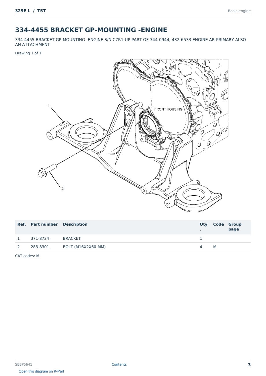 Caterpillar 329E L S/N TST Partsbook SEBP5641 (English) - sample page 3 of 10 Caterpillar 329E L S/N TST Partsbook SEBP5641 (English) - sample page 3 of 10