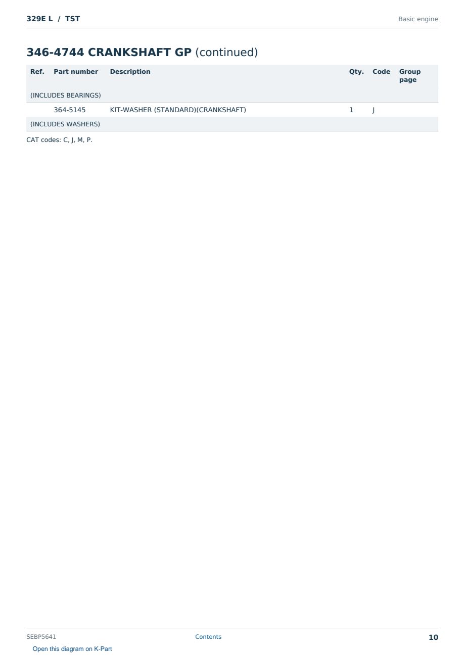 Caterpillar 329E L S/N TST Partsbook SEBP5641 (English) - sample page 10 of 10 Caterpillar 329E L S/N TST Partsbook SEBP5641 (English) - sample page 10 of 10