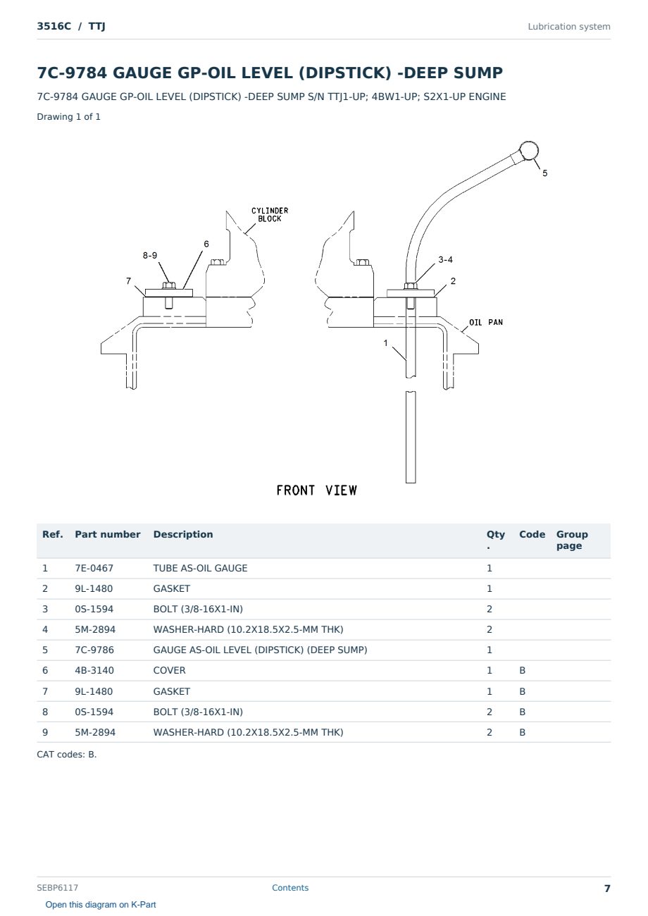 Caterpillar 3516C S/N TTJ Partsbook SEBP6117 (English) - sample page 7 of 10 Caterpillar 3516C S/N TTJ Partsbook SEBP6117 (English) - sample page 7 of 10