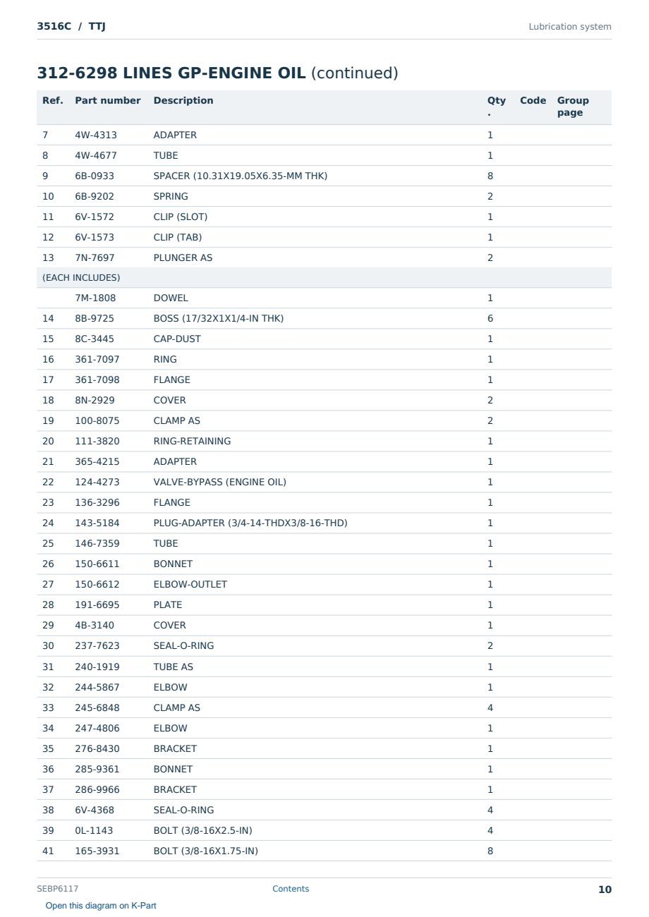 Caterpillar 3516C S/N TTJ Partsbook SEBP6117 (English) - sample page 10 of 10 Caterpillar 3516C S/N TTJ Partsbook SEBP6117 (English) - sample page 10 of 10