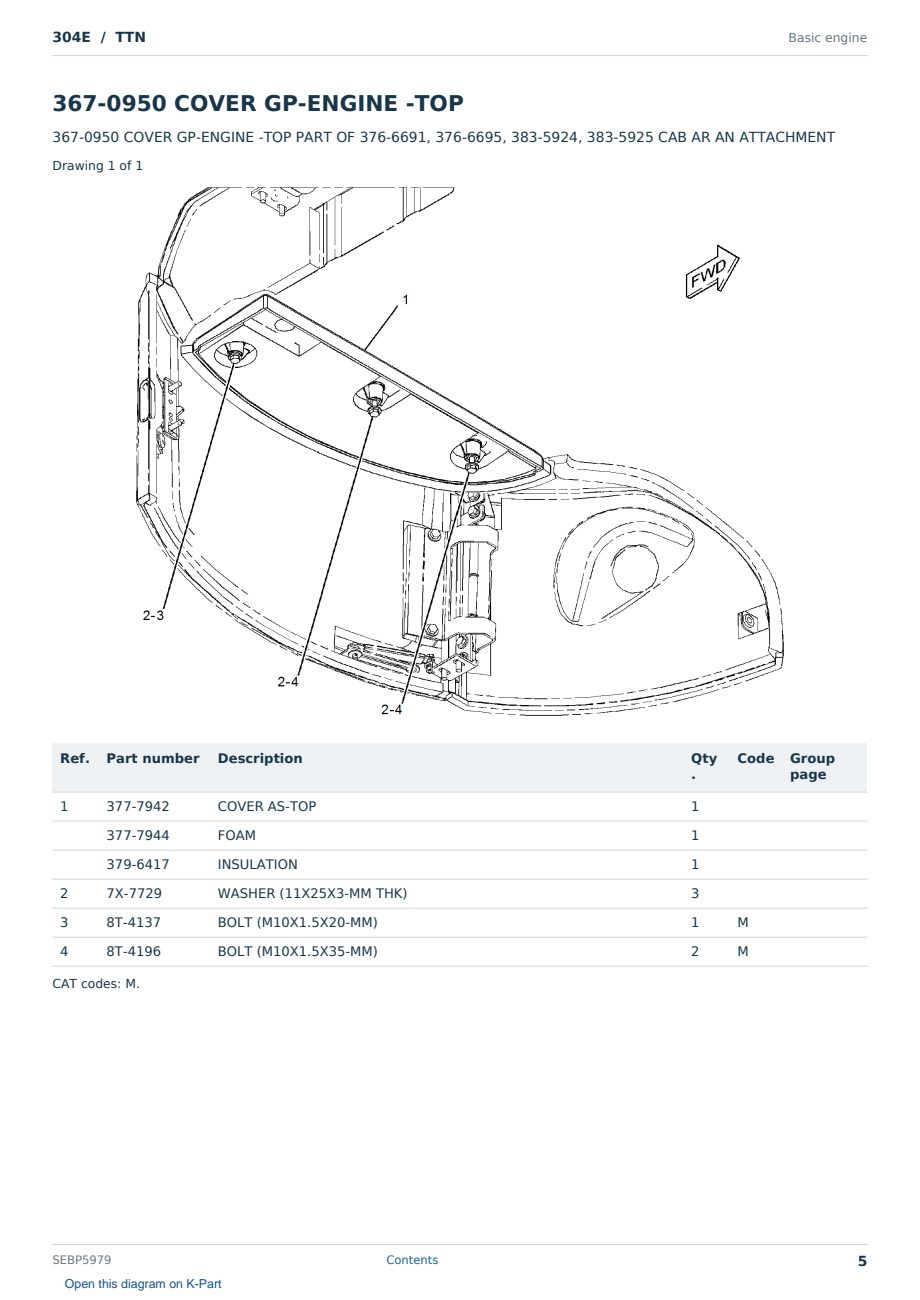 Caterpillar 304E S/N TTN Partsbook SEBP5979 (English) - sample page 5 of 10 Caterpillar 304E S/N TTN Partsbook SEBP5979 (English) - sample page 5 of 10