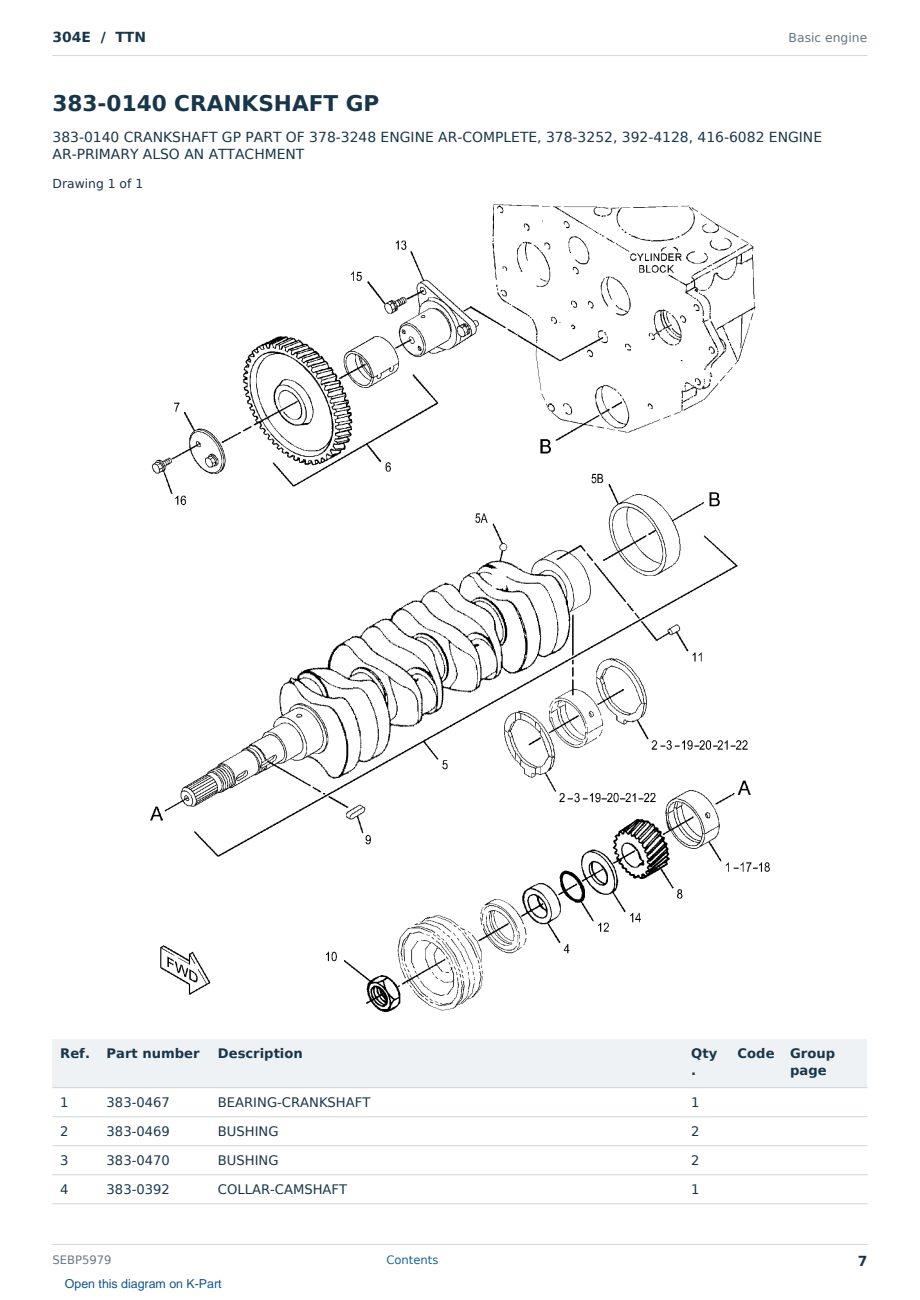 Caterpillar 304E S/N TTN Partsbook SEBP5979 (English) - sample page 7 of 10 Caterpillar 304E S/N TTN Partsbook SEBP5979 (English) - sample page 7 of 10