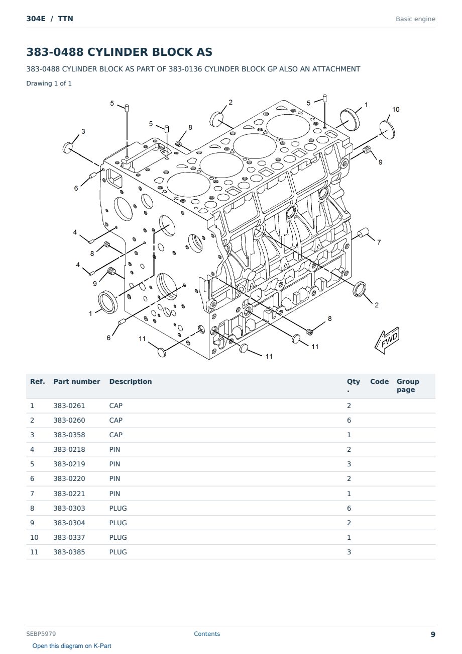 Caterpillar 304E S/N TTN Partsbook SEBP5979 (English) - sample page 9 of 10 Caterpillar 304E S/N TTN Partsbook SEBP5979 (English) - sample page 9 of 10