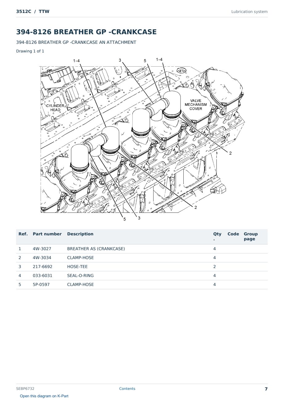 Caterpillar 3512C S/N TTW Partsbook SEBP6732 (English) - sample page 7 of 10 Caterpillar 3512C S/N TTW Partsbook SEBP6732 (English) - sample page 7 of 10