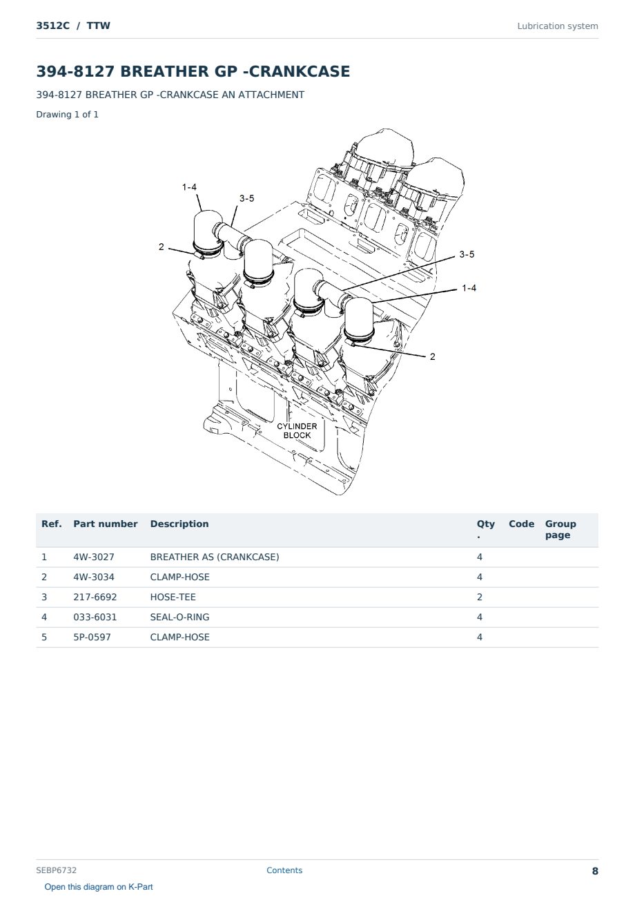 Caterpillar 3512C S/N TTW Partsbook SEBP6732 (English) - sample page 8 of 10 Caterpillar 3512C S/N TTW Partsbook SEBP6732 (English) - sample page 8 of 10