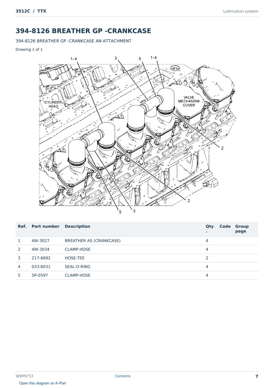 Caterpillar 3512C S/N TTX Partsbook SEBP6733 (English) - sample page 7 of 10 Caterpillar 3512C S/N TTX Partsbook SEBP6733 (English) - sample page 7 of 10