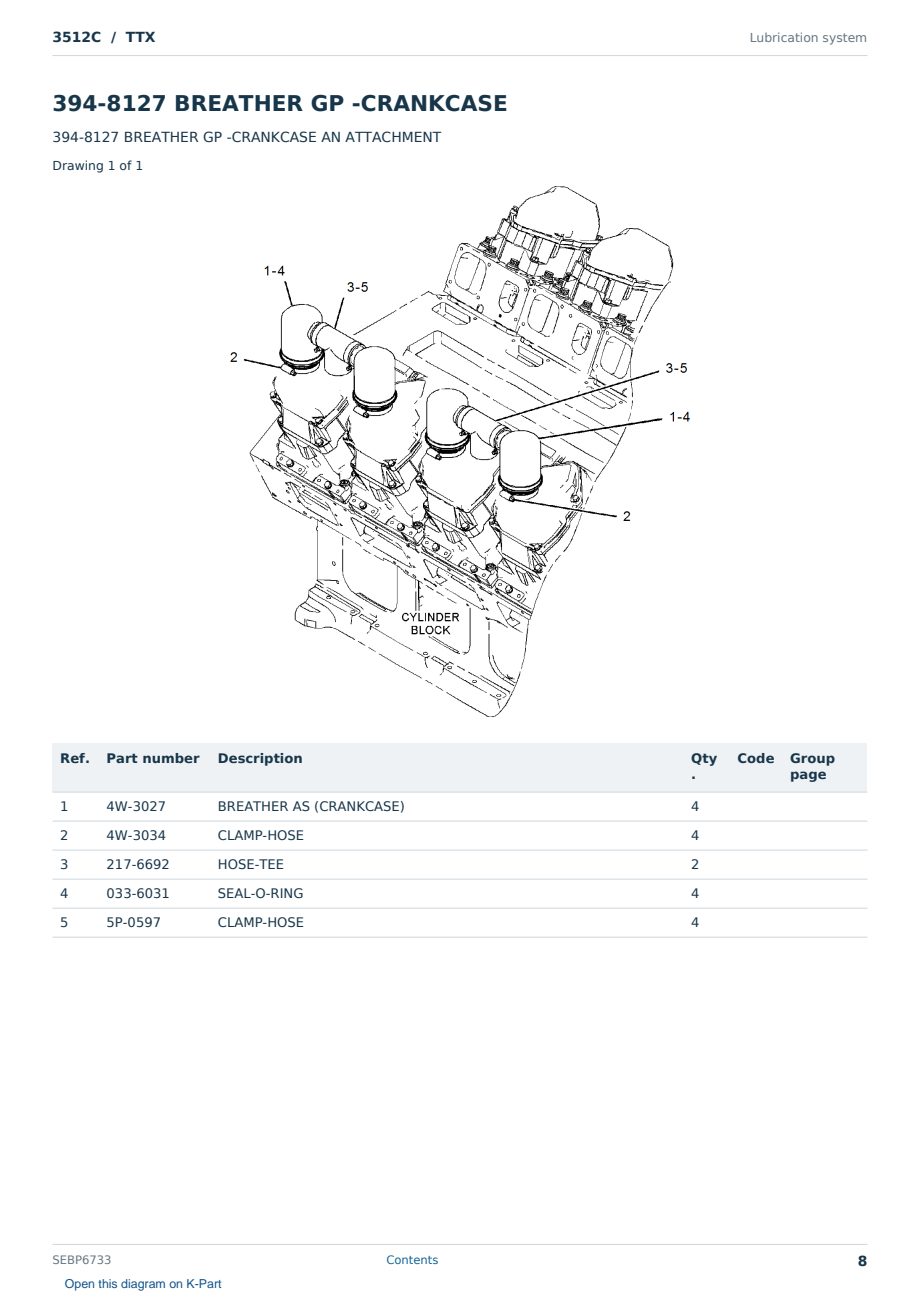 Caterpillar 3512C S/N TTX Partsbook SEBP6733 (English) - sample page 8 of 10 Caterpillar 3512C S/N TTX Partsbook SEBP6733 (English) - sample page 8 of 10
