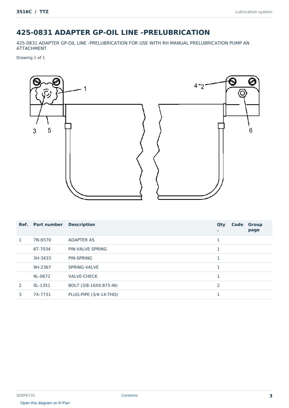 Caterpillar 3516C S/N TTZ Partsbook SEBP6735 (English) - sample page 3 of 10 Caterpillar 3516C S/N TTZ Partsbook SEBP6735 (English) - sample page 3 of 10