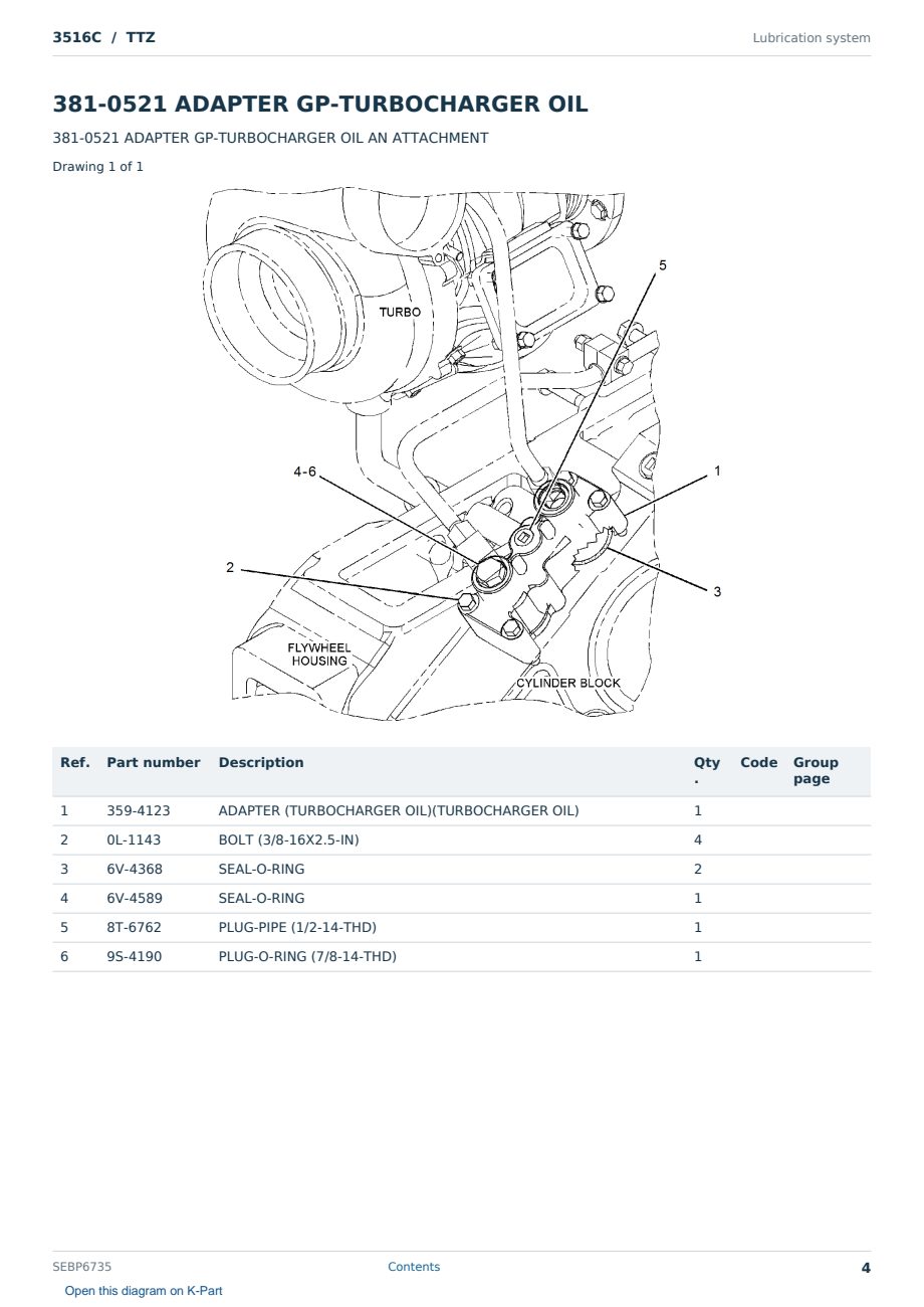 Caterpillar 3516C S/N TTZ Partsbook SEBP6735 (English) - sample page 4 of 10 Caterpillar 3516C S/N TTZ Partsbook SEBP6735 (English) - sample page 4 of 10