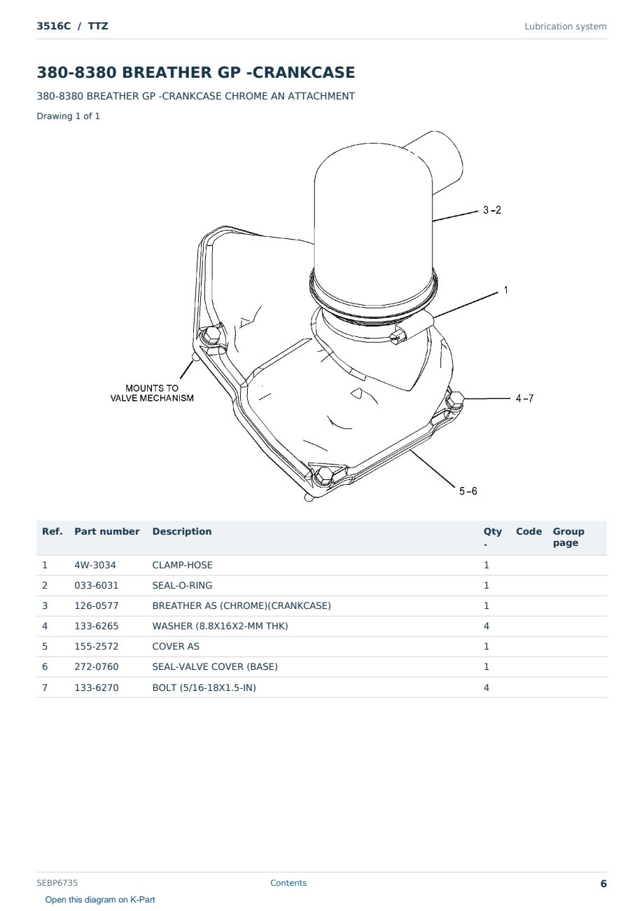 Caterpillar 3516C S/N TTZ Partsbook SEBP6735 (English) - sample page 6 of 10 Caterpillar 3516C S/N TTZ Partsbook SEBP6735 (English) - sample page 6 of 10