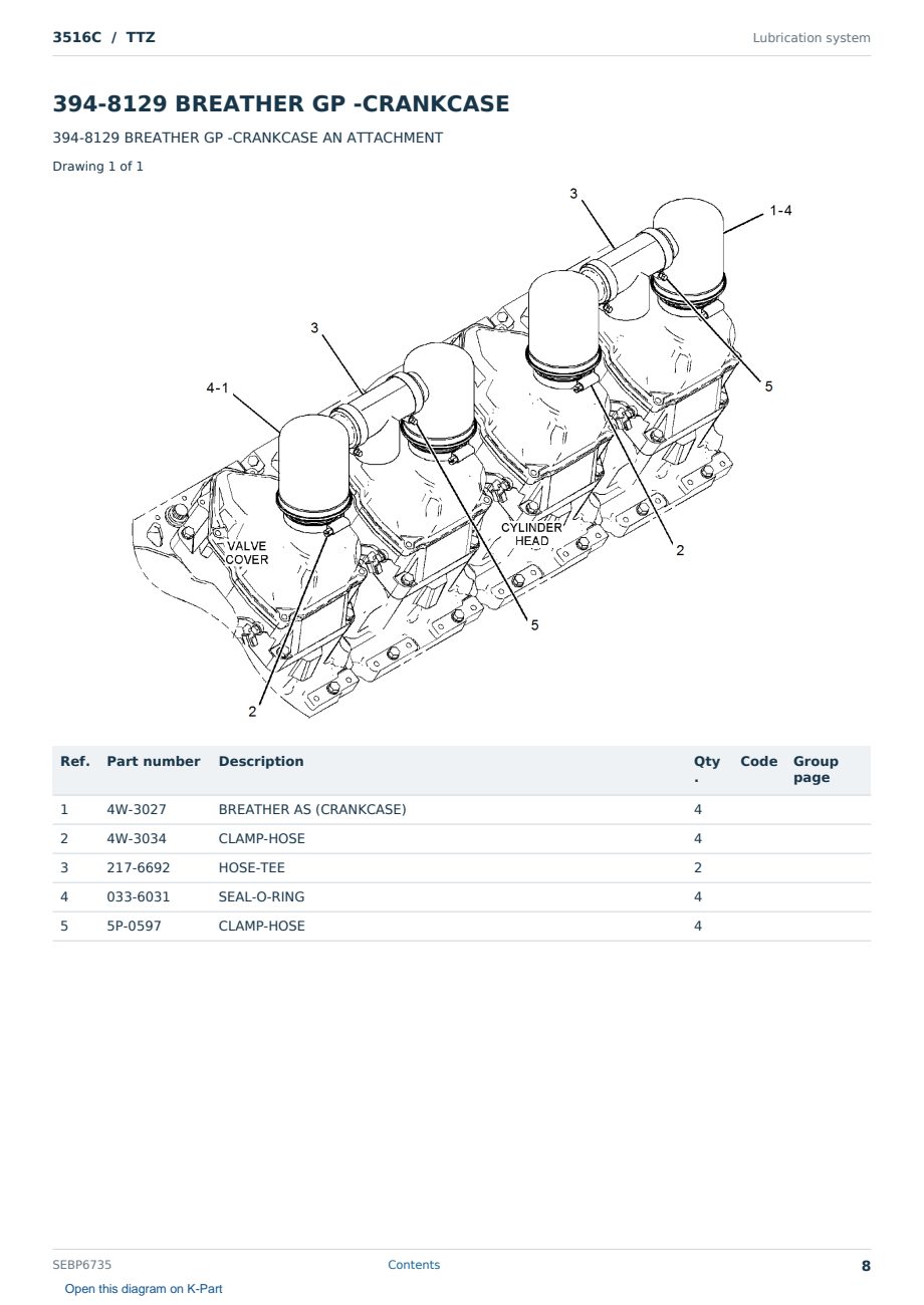 Caterpillar 3516C S/N TTZ Partsbook SEBP6735 (English) - sample page 8 of 10 Caterpillar 3516C S/N TTZ Partsbook SEBP6735 (English) - sample page 8 of 10