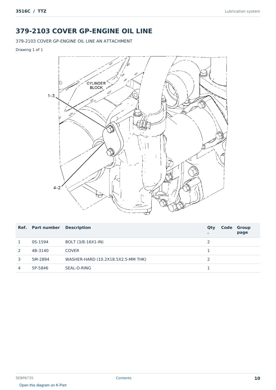 Caterpillar 3516C S/N TTZ Partsbook SEBP6735 (English) - sample page 10 of 10 Caterpillar 3516C S/N TTZ Partsbook SEBP6735 (English) - sample page 10 of 10