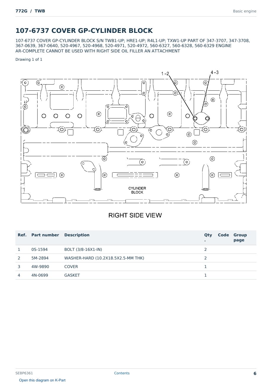 Caterpillar 772G S/N TWB Partsbook SEBP6361 (English) - sample page 6 of 10 Caterpillar 772G S/N TWB Partsbook SEBP6361 (English) - sample page 6 of 10