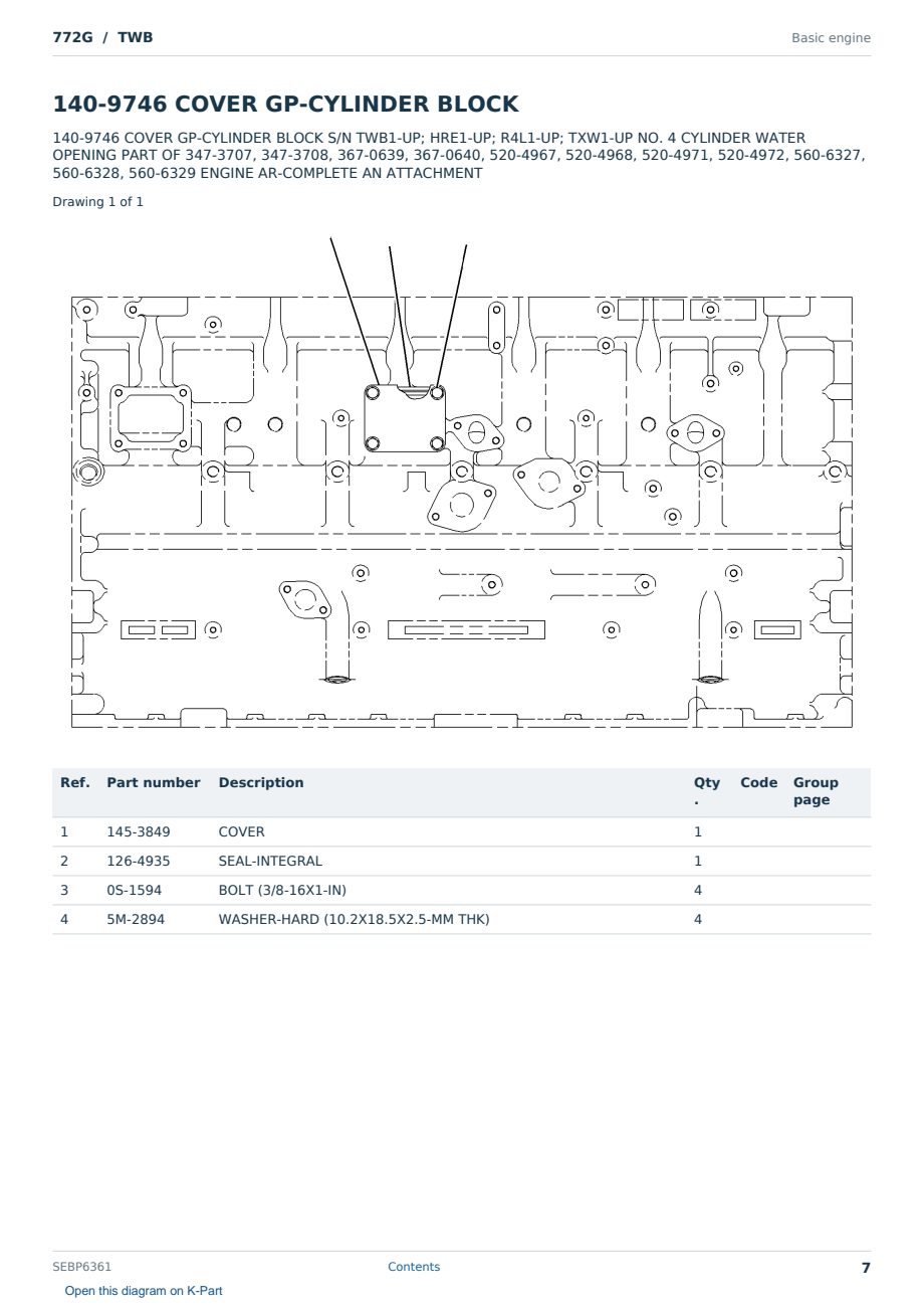 Caterpillar 772G S/N TWB Partsbook SEBP6361 (English) - sample page 7 of 10 Caterpillar 772G S/N TWB Partsbook SEBP6361 (English) - sample page 7 of 10