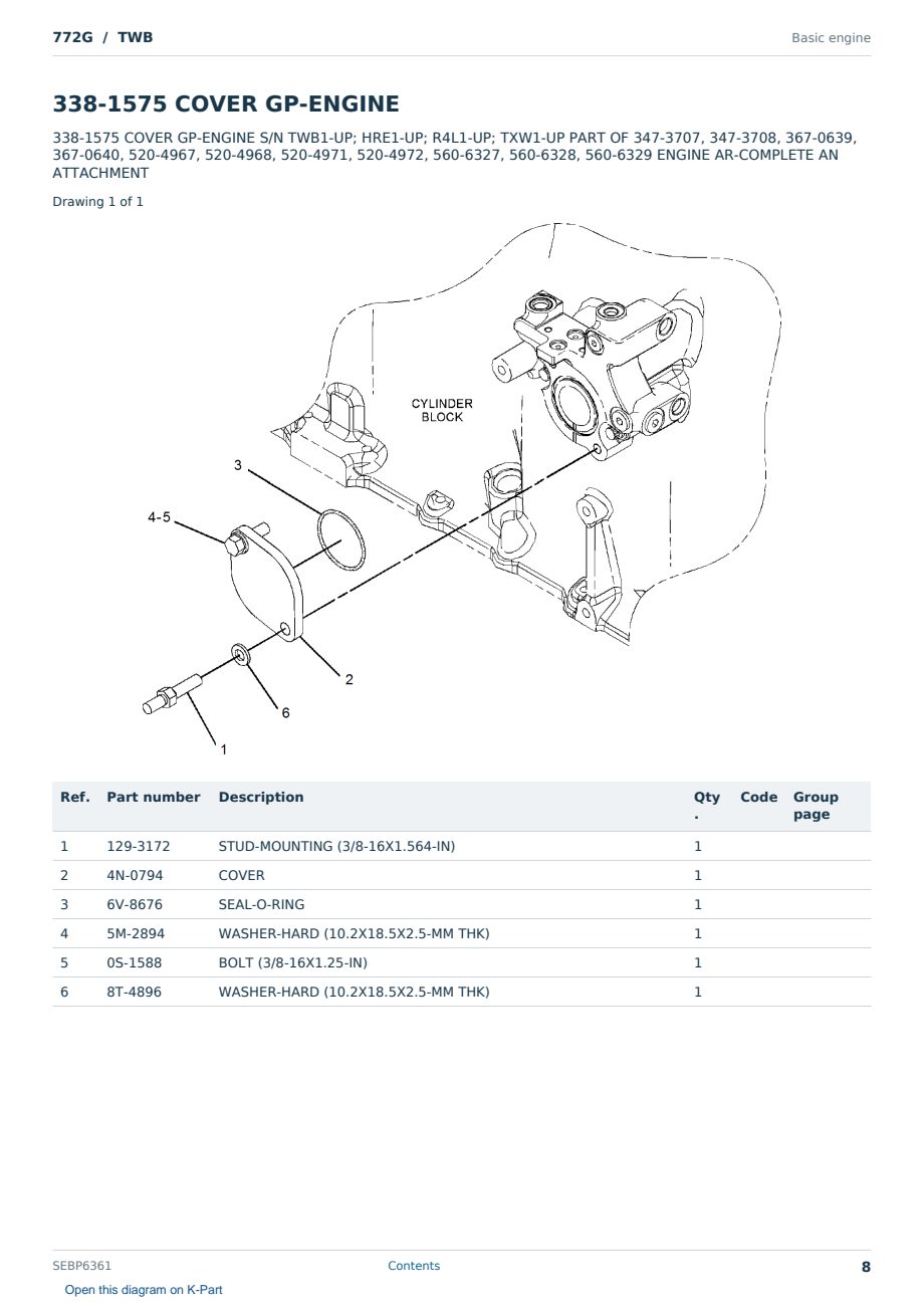 Caterpillar 772G S/N TWB Partsbook SEBP6361 (English) - sample page 8 of 10 Caterpillar 772G S/N TWB Partsbook SEBP6361 (English) - sample page 8 of 10