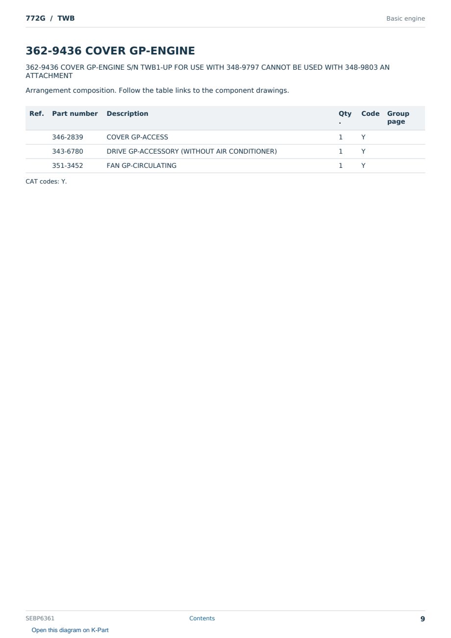 Caterpillar 772G S/N TWB Partsbook SEBP6361 (English) - sample page 9 of 10 Caterpillar 772G S/N TWB Partsbook SEBP6361 (English) - sample page 9 of 10